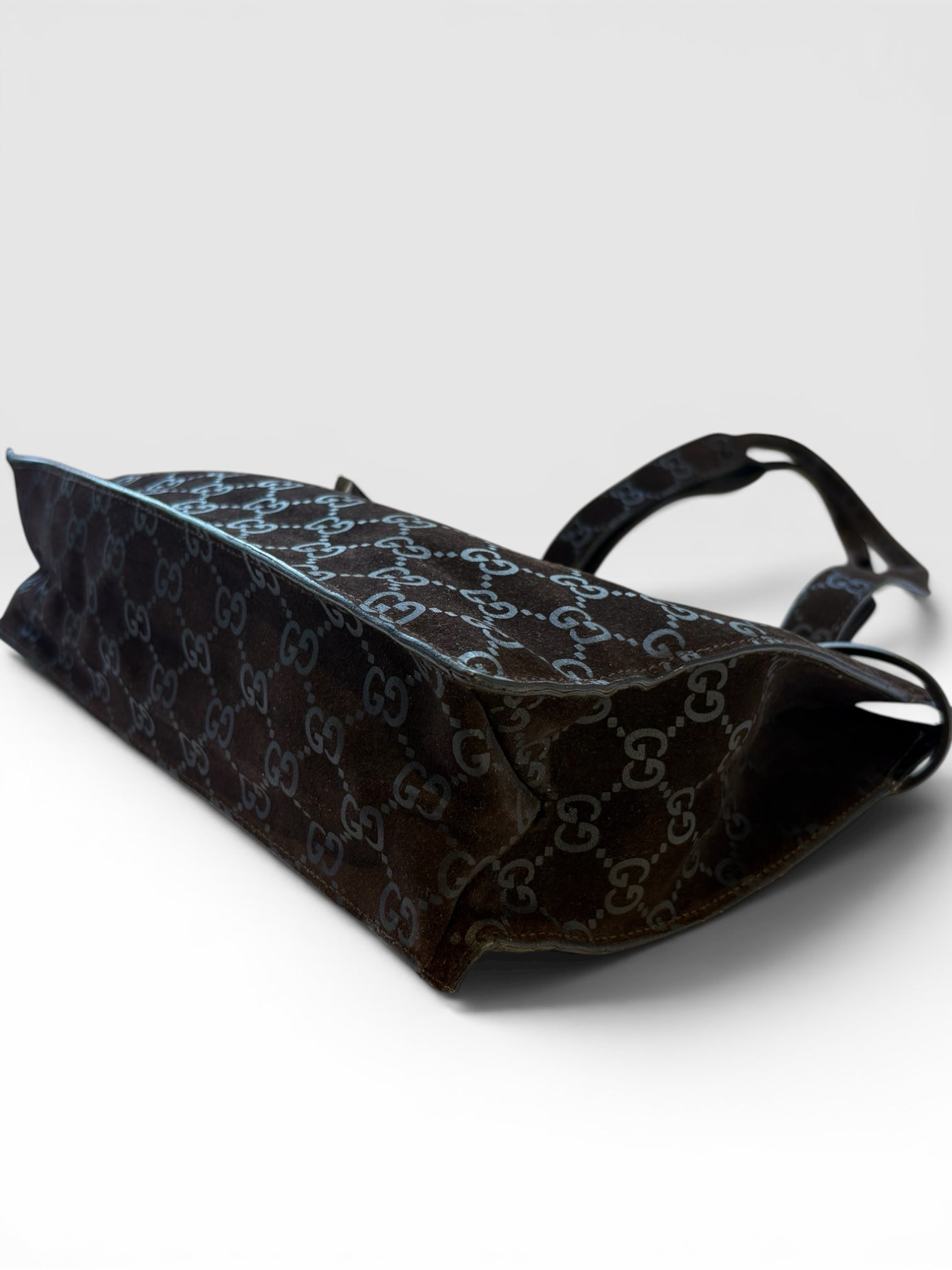 Gucci GG Monogram Suede Drawstring Tote