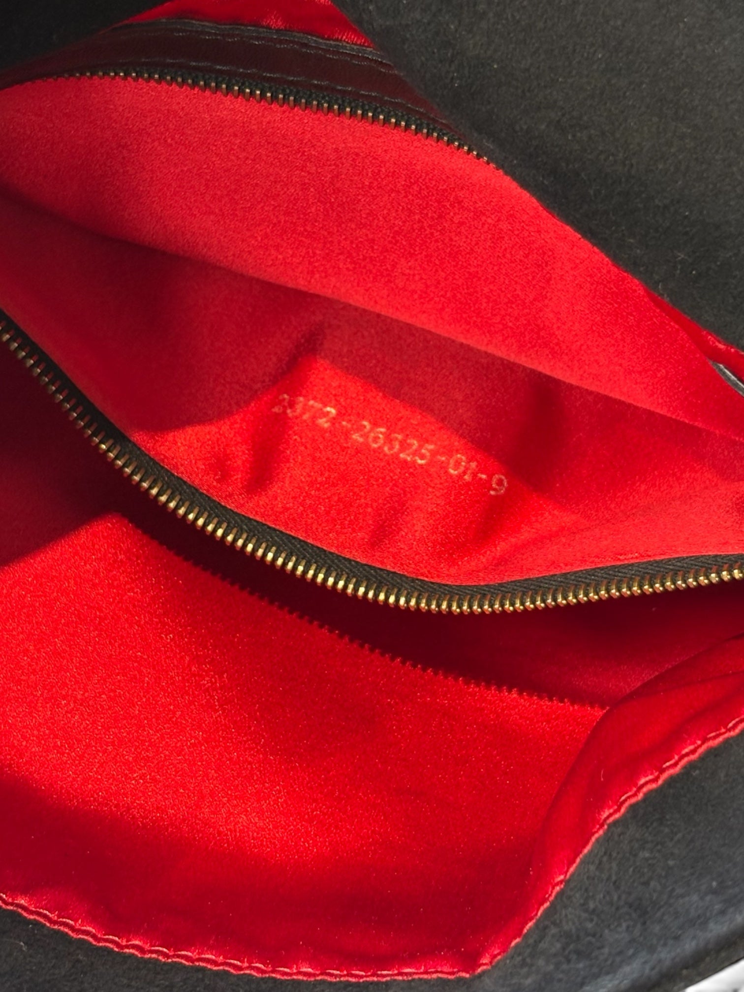 Fendi Mamma Baguette in Black Suede with Red Glitter FF
