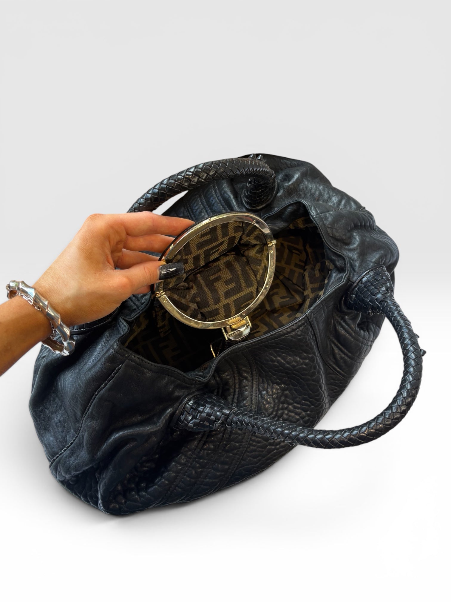 Fendi Spy Bag in Black Pebbled Nappa Leather