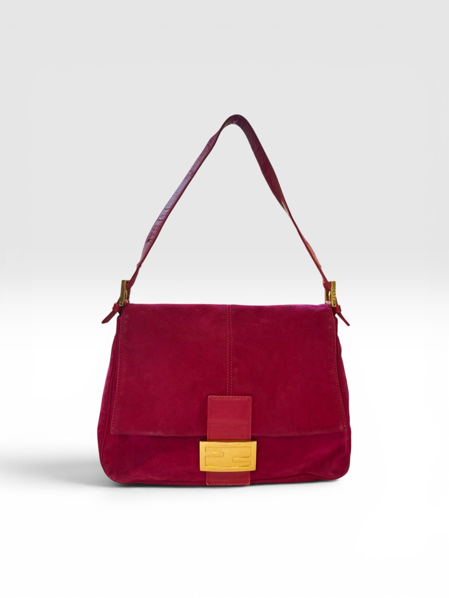 Fendi Mamma Baguette in Hot Pink Suede