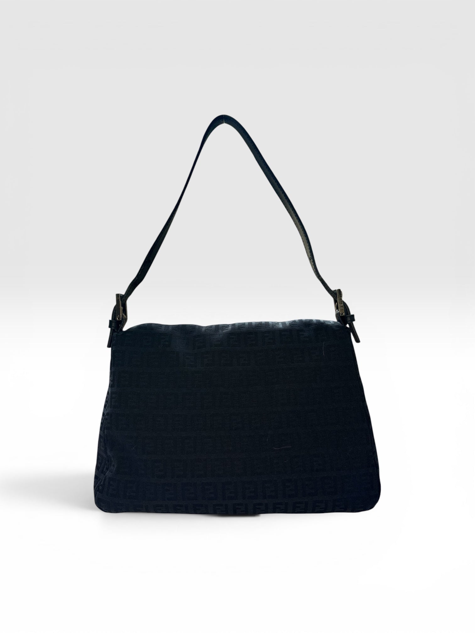 Fendi Mamma Baguette in Black Zucchino Canvas