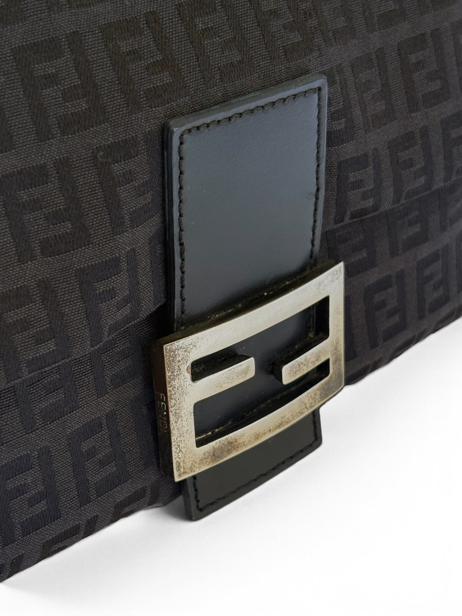 Fendi Mamma Baguette in Black Zucchino Canvas