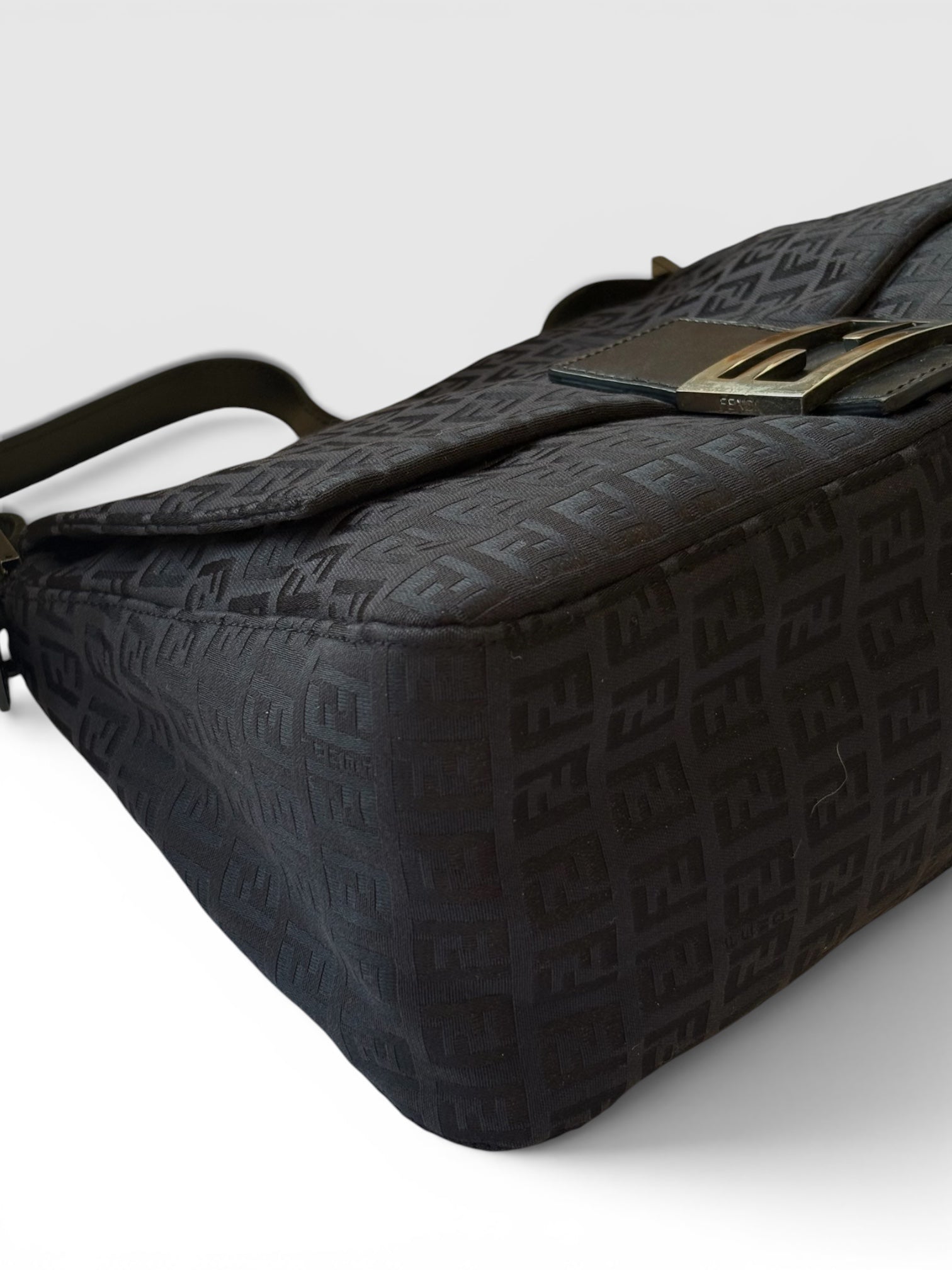 Fendi Mamma Baguette in Black Zucchino Canvas