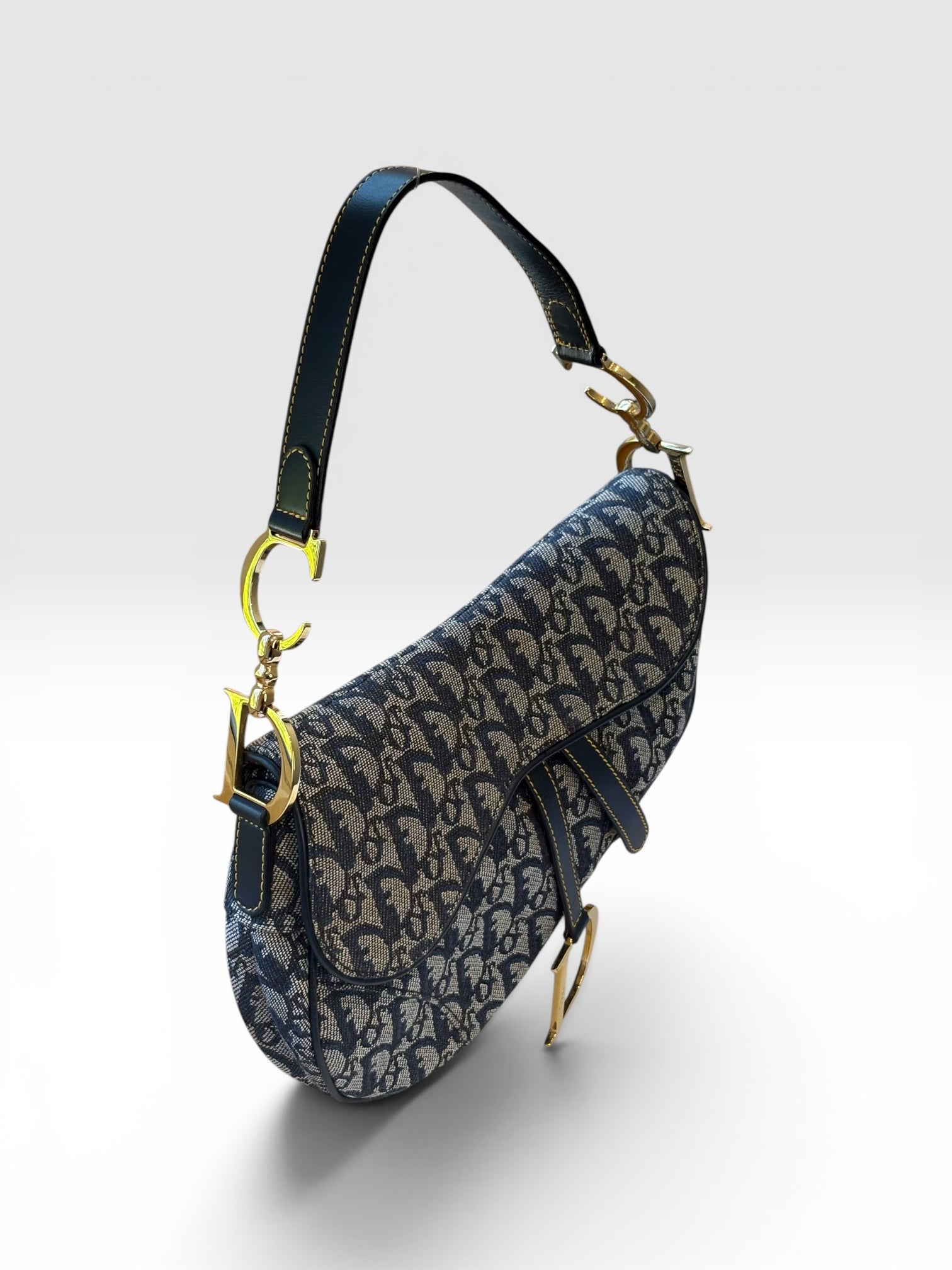 Christian Dior Saddle Bag in Navy Oblique Trotter Canvas