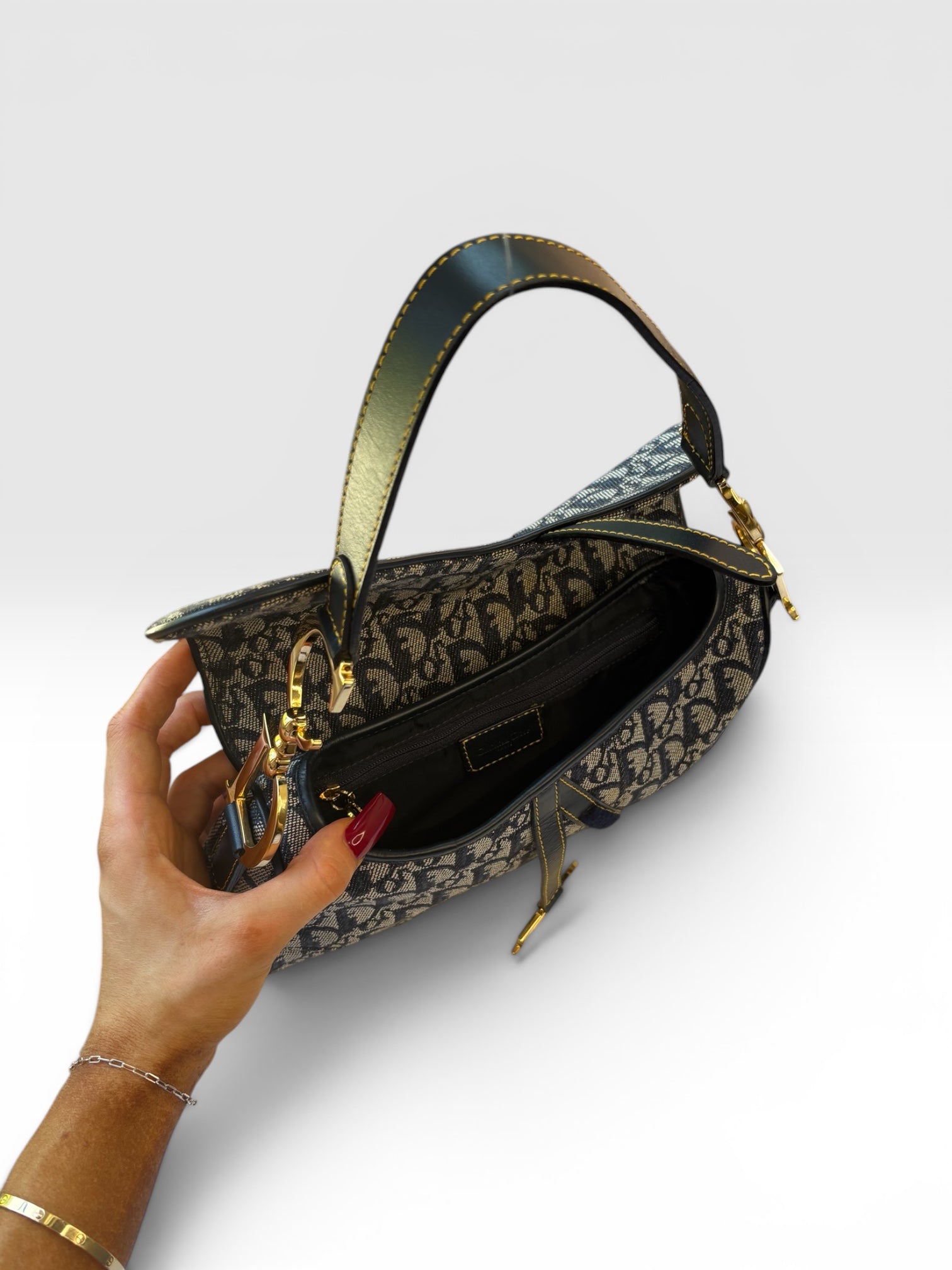 Christian Dior Saddle Bag in Navy Oblique Trotter Canvas