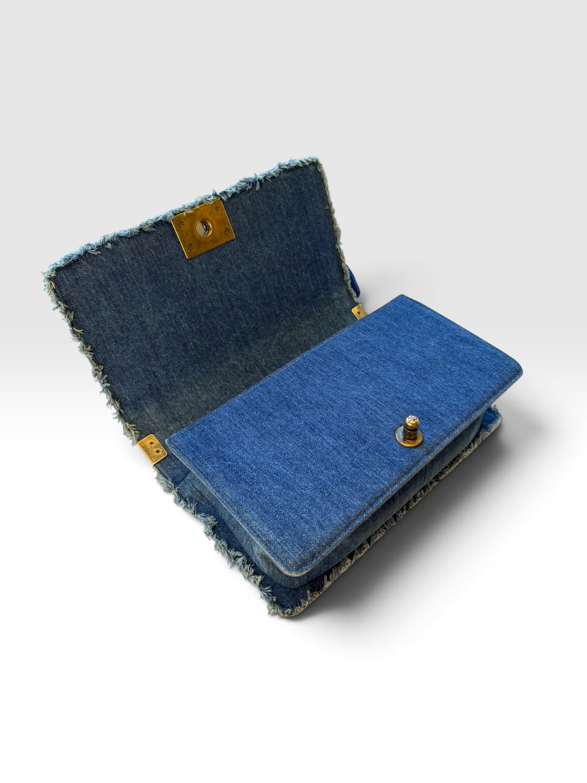 Chanel Boy Bag 25 in Denim Patchwork Chain