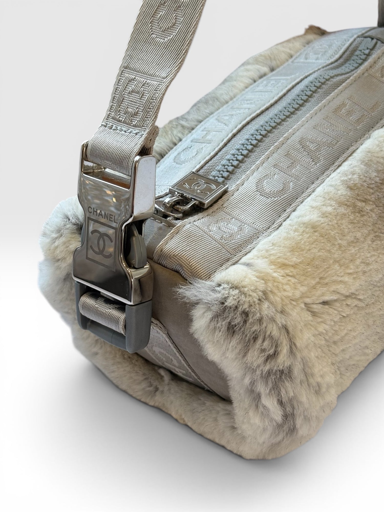 Chanel Lapin Rabbit Fur Sport Line Barrel Bag