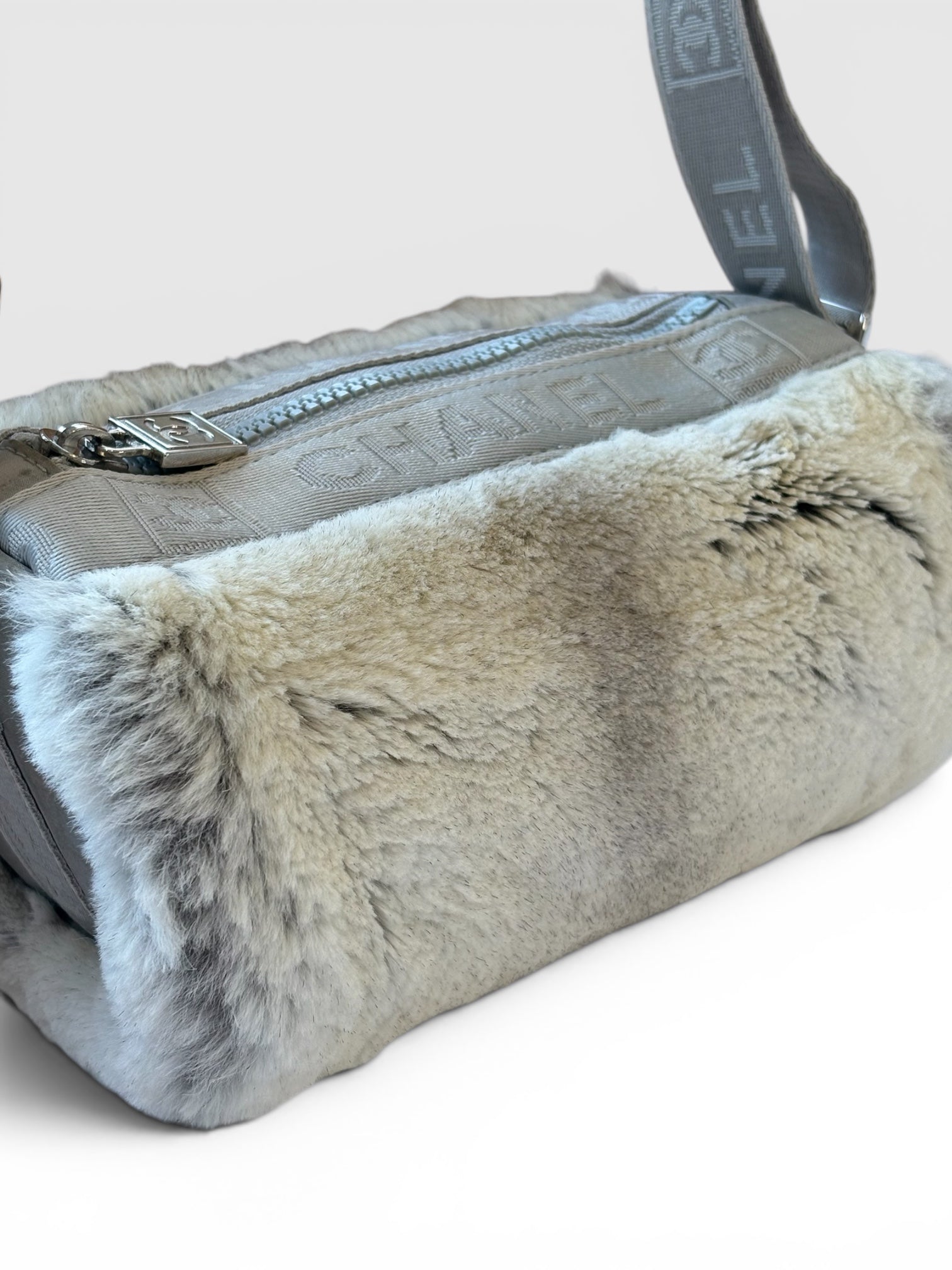 Chanel Lapin Rabbit Fur Sport Line Barrel Bag