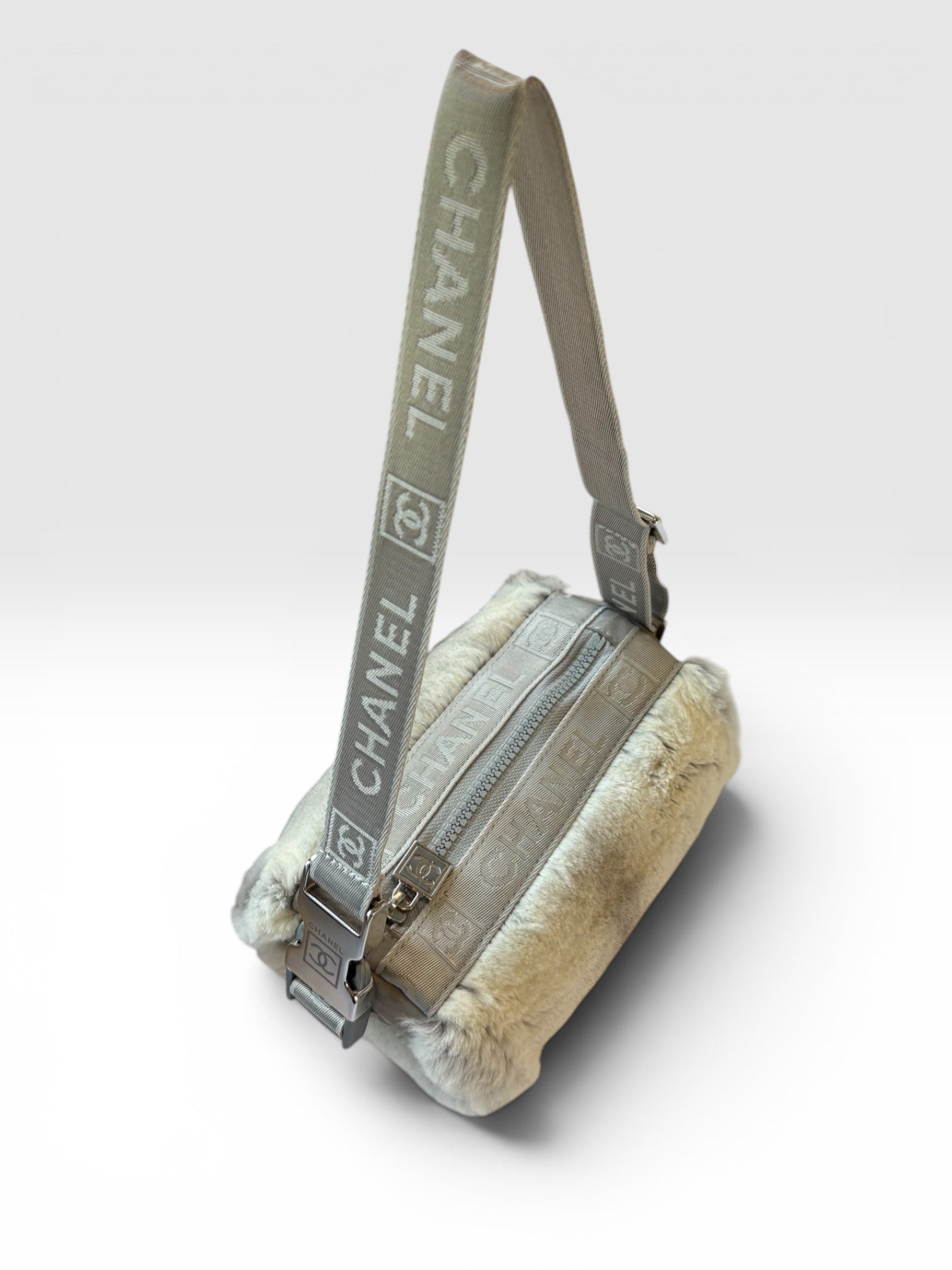 Chanel Lapin Rabbit Fur Sport Line Barrel Bag