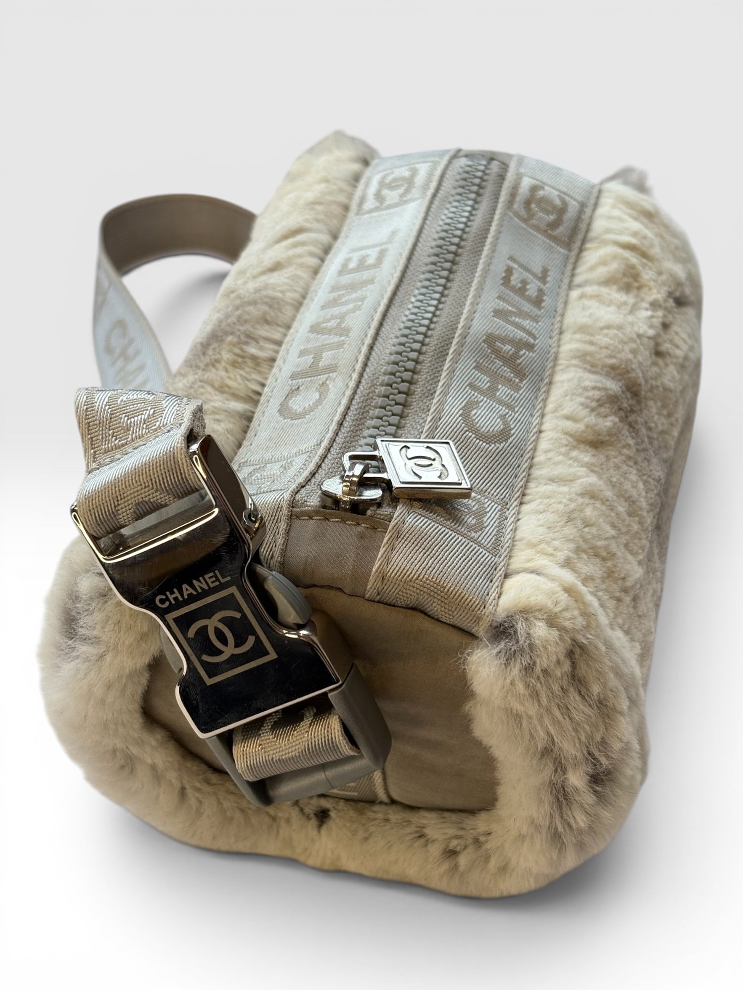 Chanel Lapin Rabbit Fur Sport Line Barrel Bag