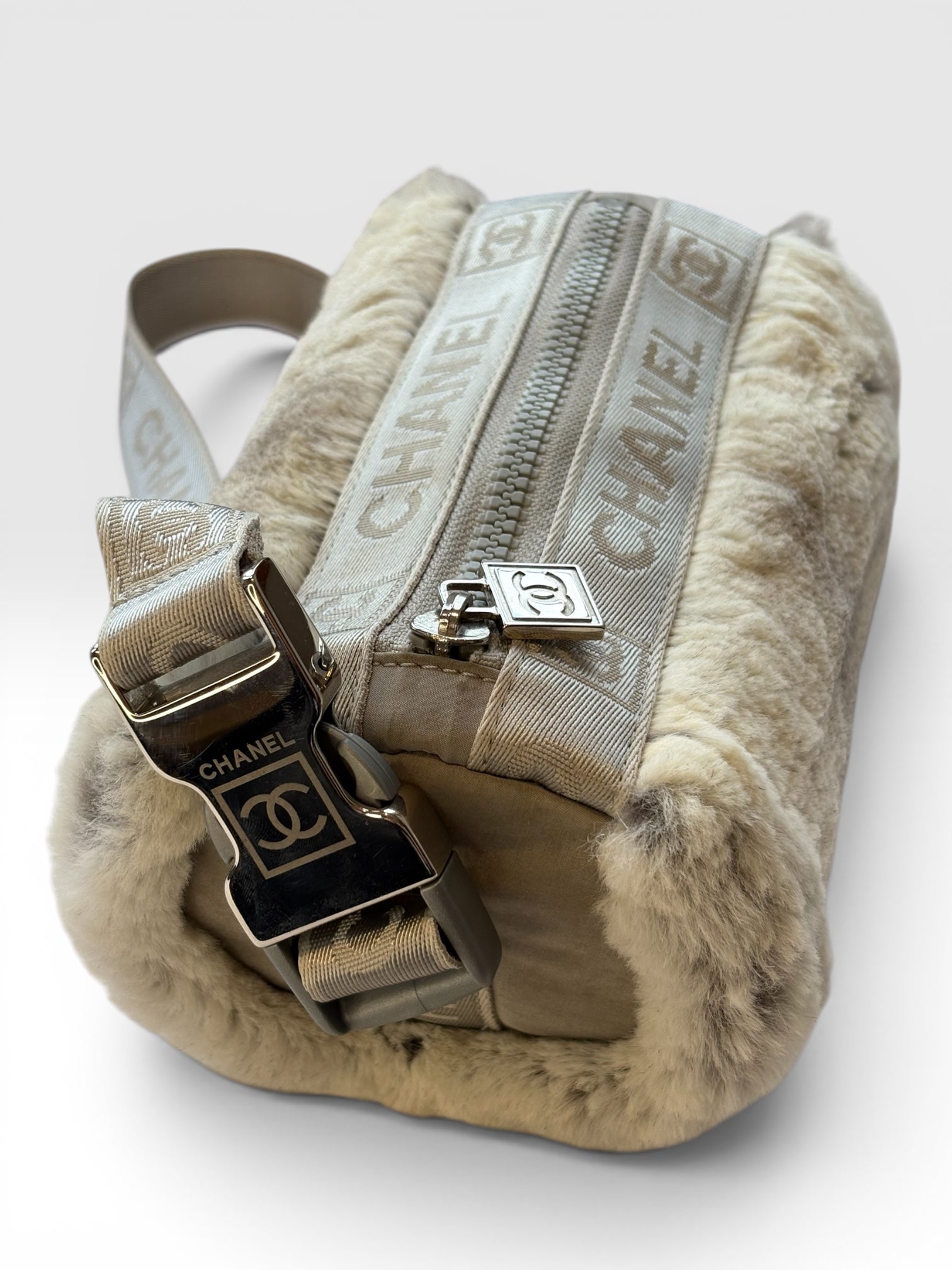 Chanel Lapin Rabbit Fur Sport Line Barrel Bag