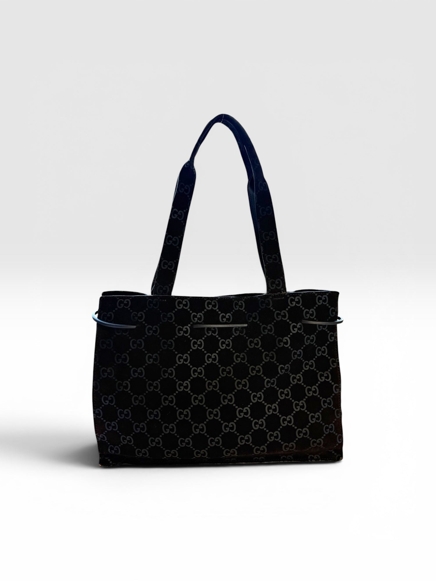 Gucci GG Monogram Suede Drawstring Tote
