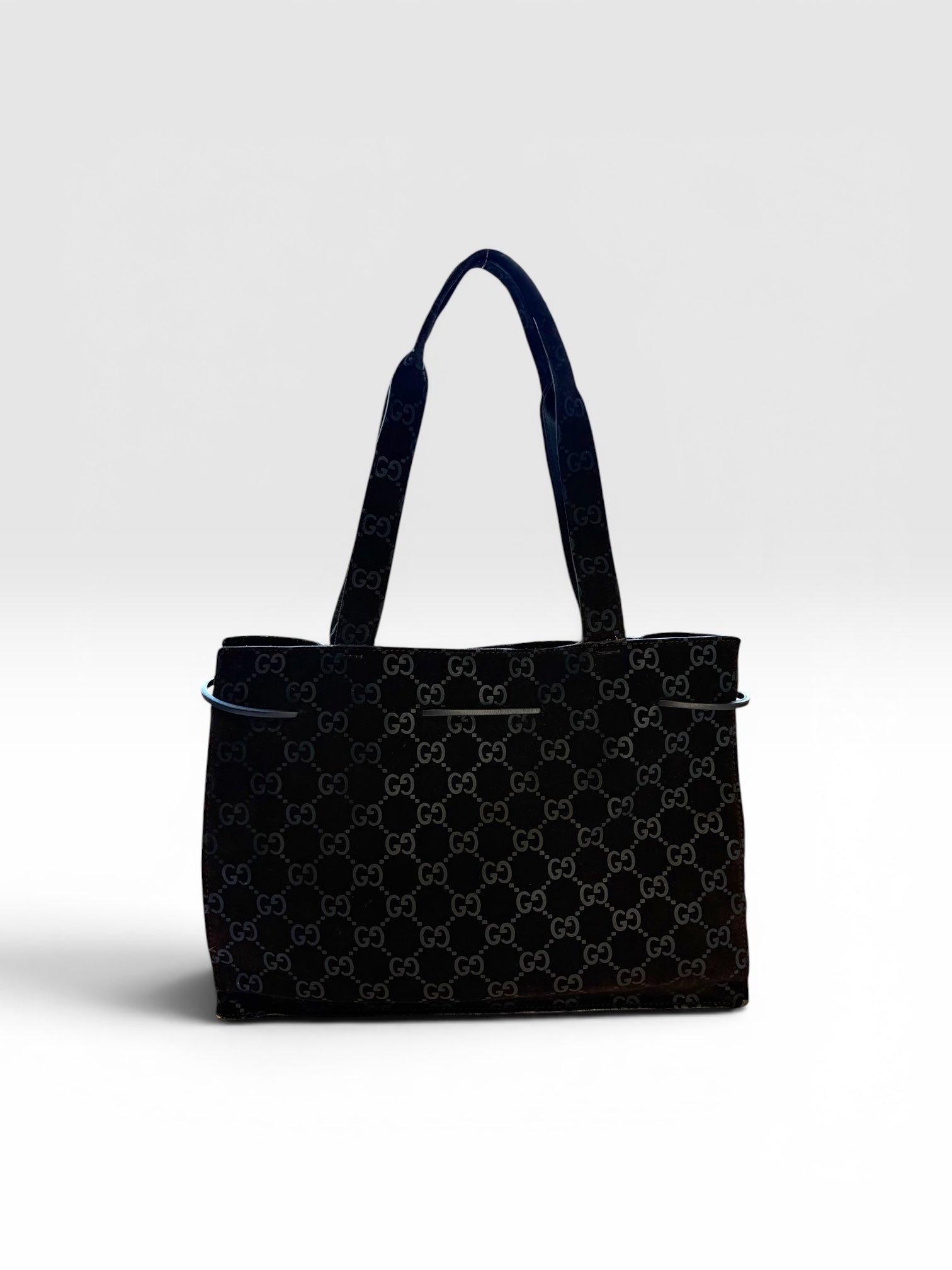 Gucci GG Monogram Suede Drawstring Tote