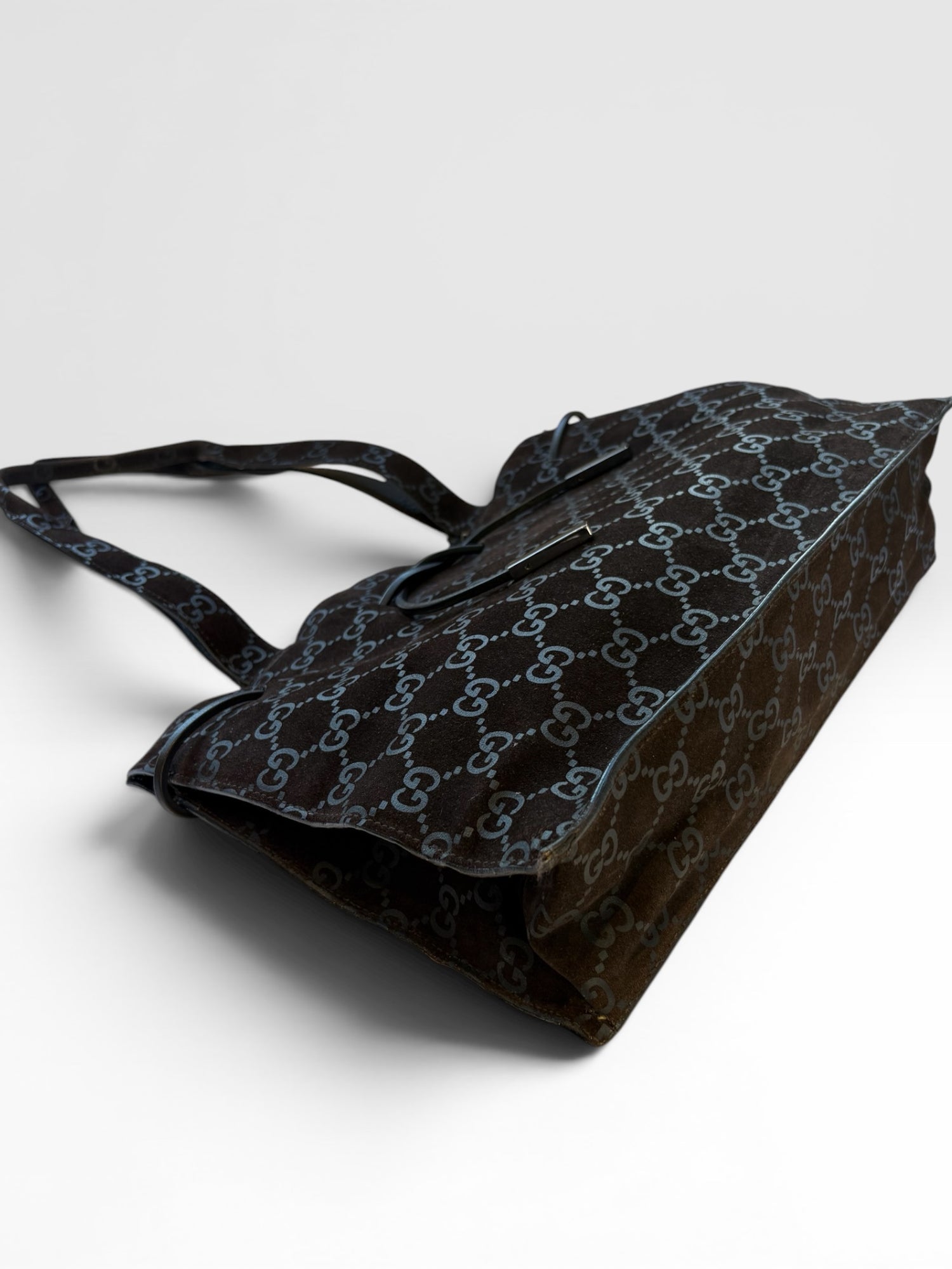 Gucci GG Monogram Suede Drawstring Tote