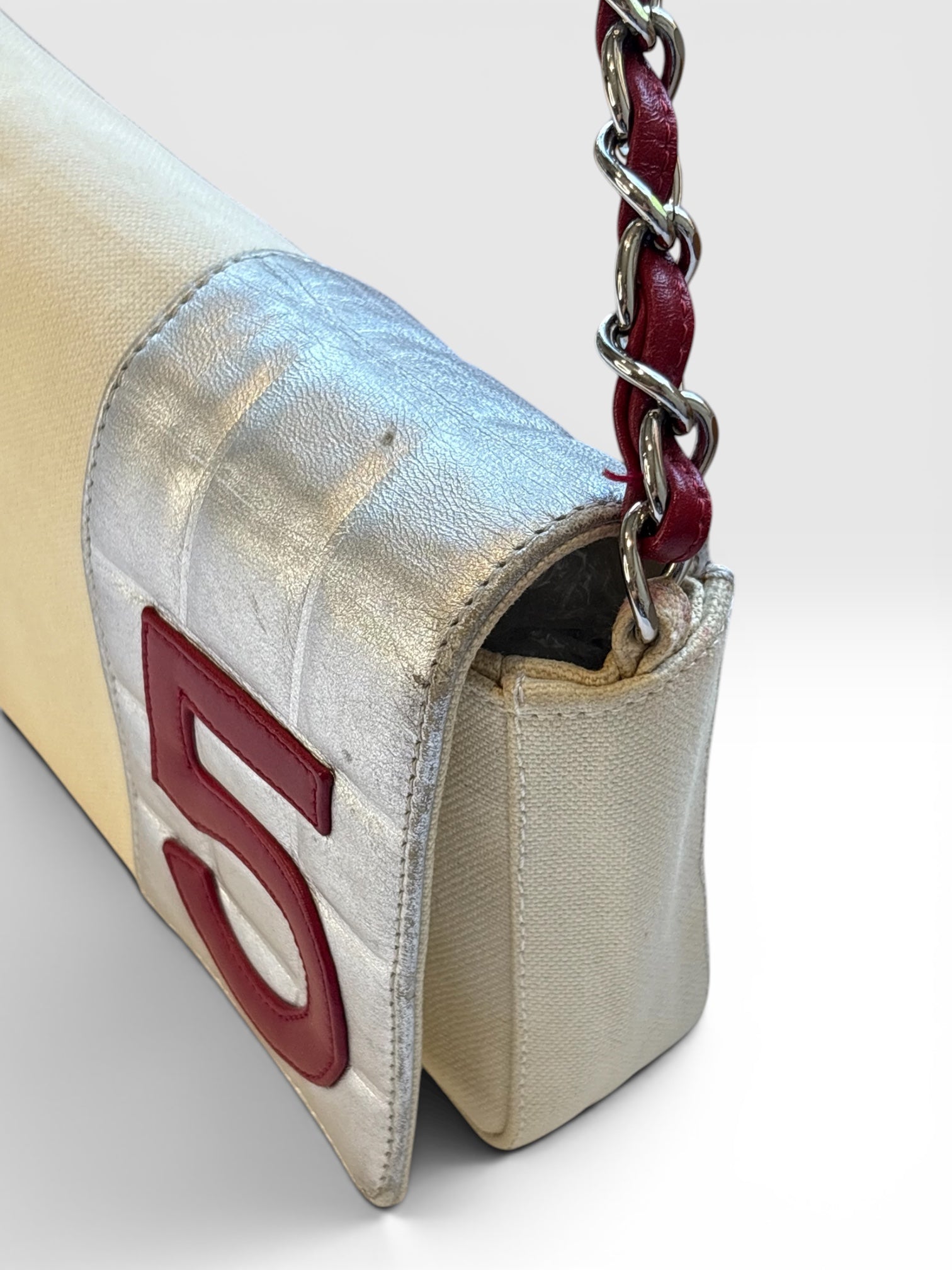 Chanel No. 5 Canvas and Metallic Leather Baguette