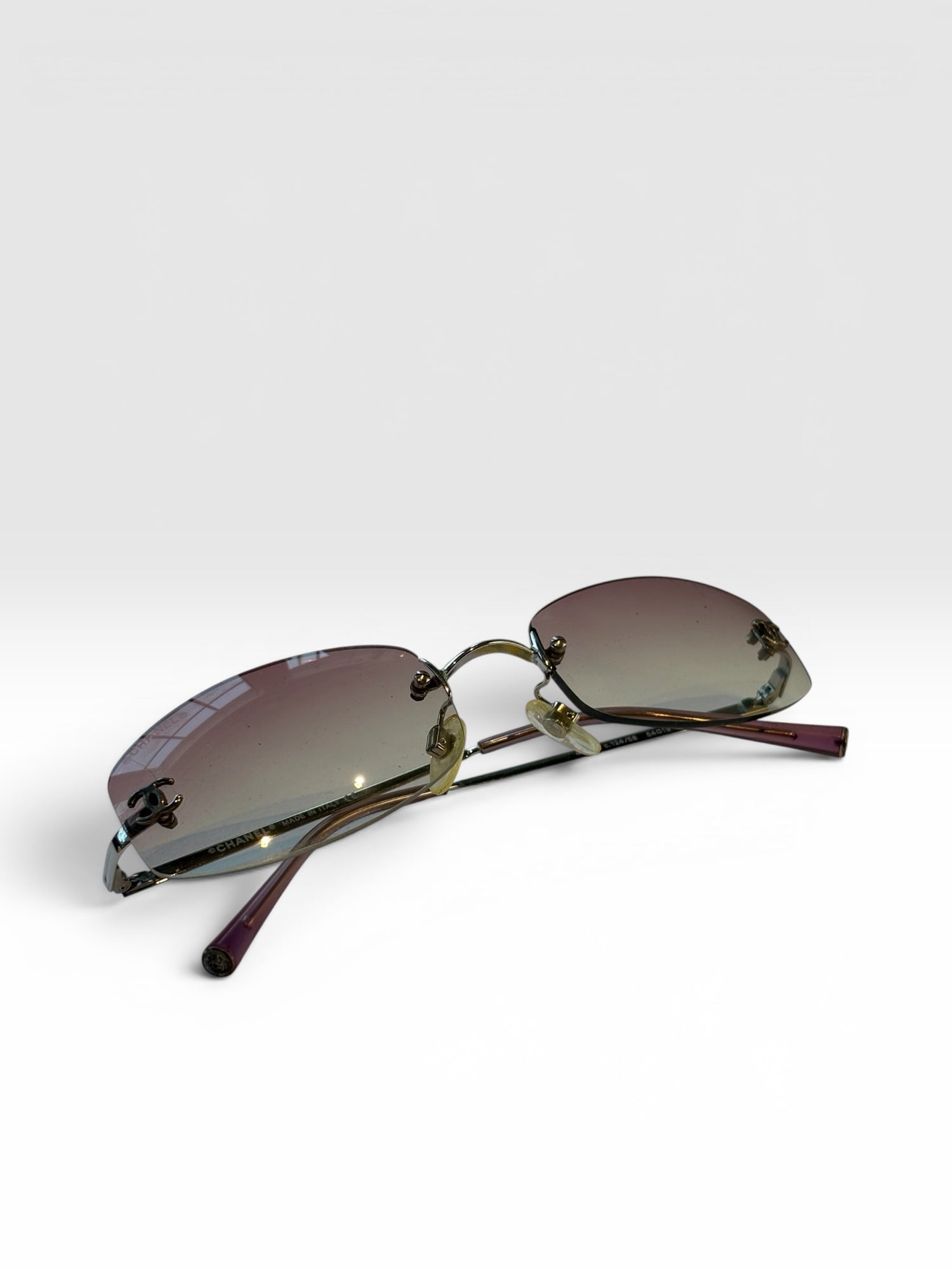 Chanel Pink Rimless Sunglasses