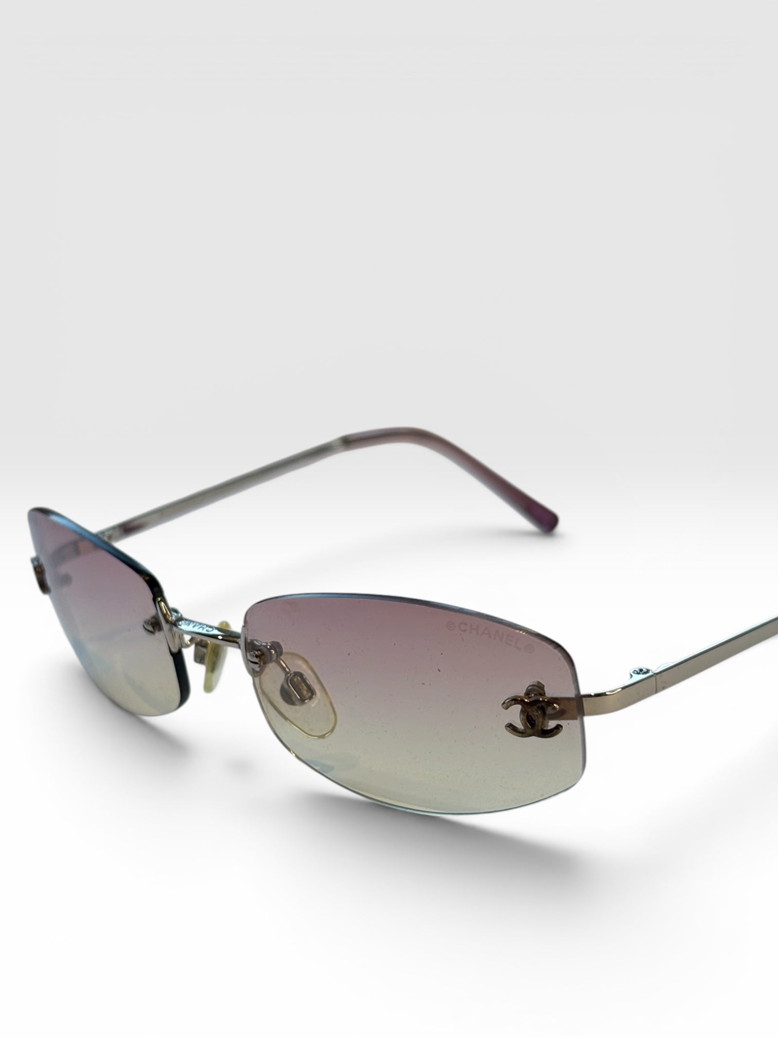 Chanel Pink Rimless Sunglasses