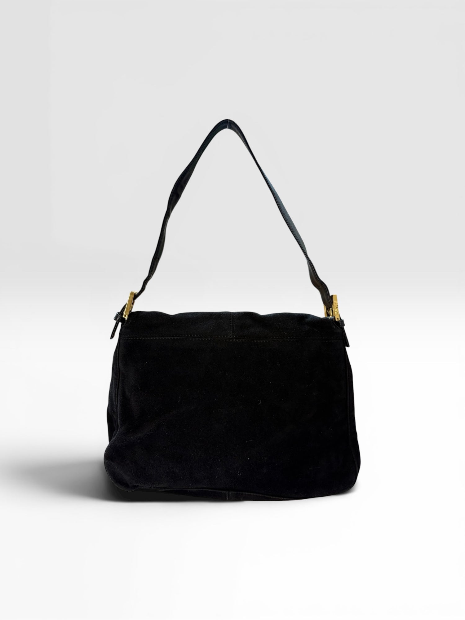 Fendi Mamma Baguette in Black Suede with Red Glitter FF