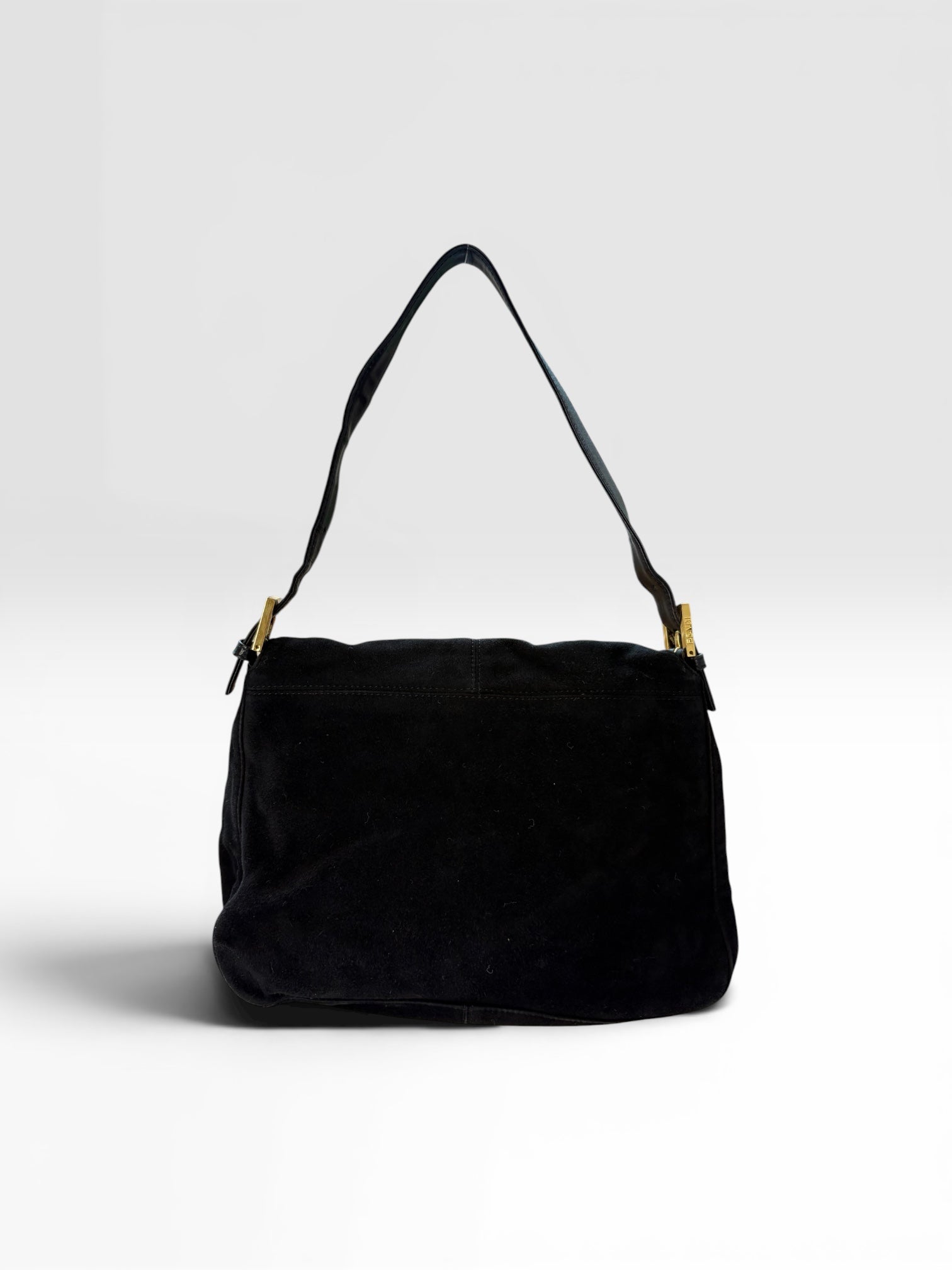 Fendi Mamma Baguette in Black Suede with Red Glitter FF