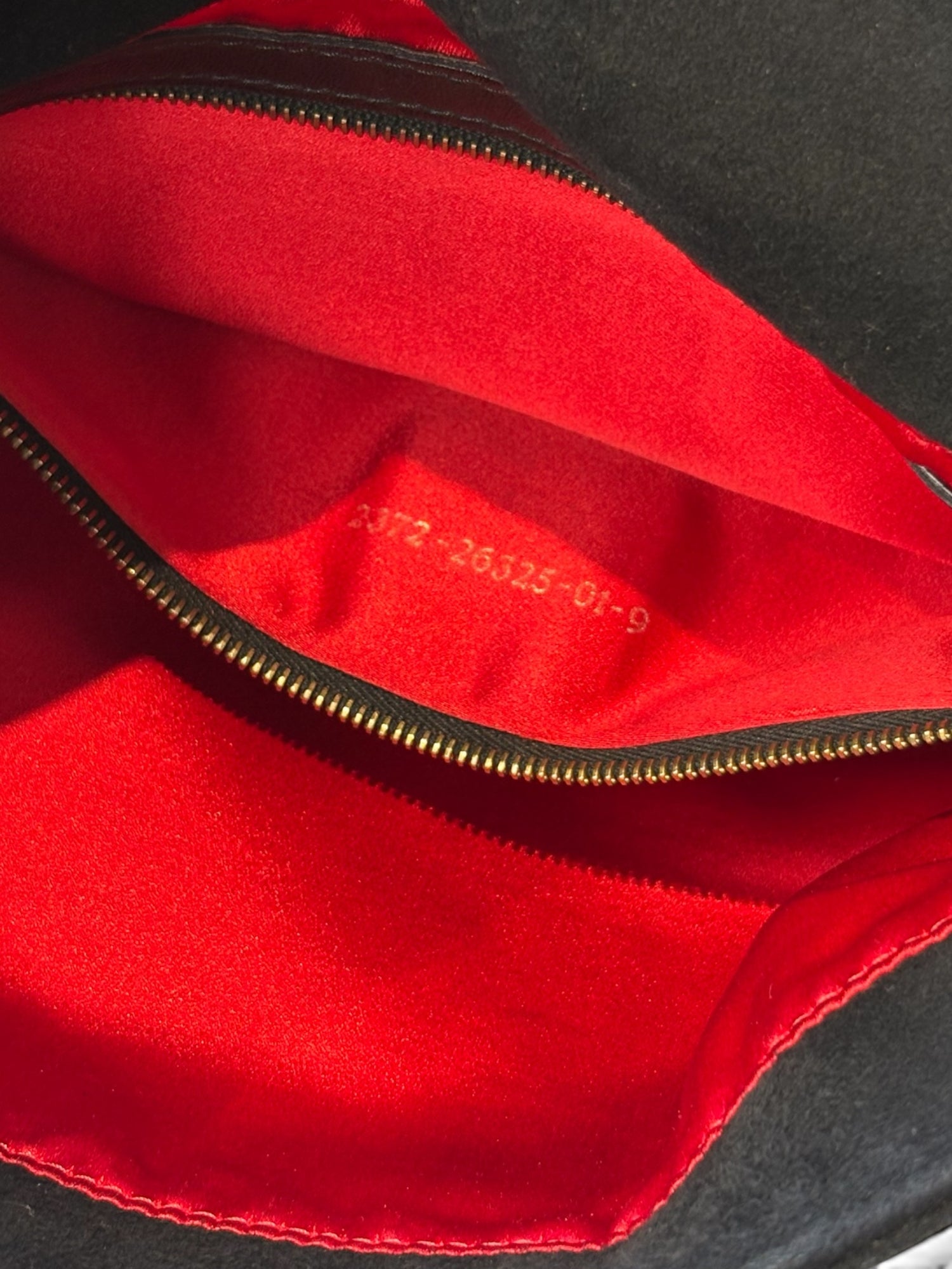 Fendi Mamma Baguette in Black Suede with Red Glitter FF