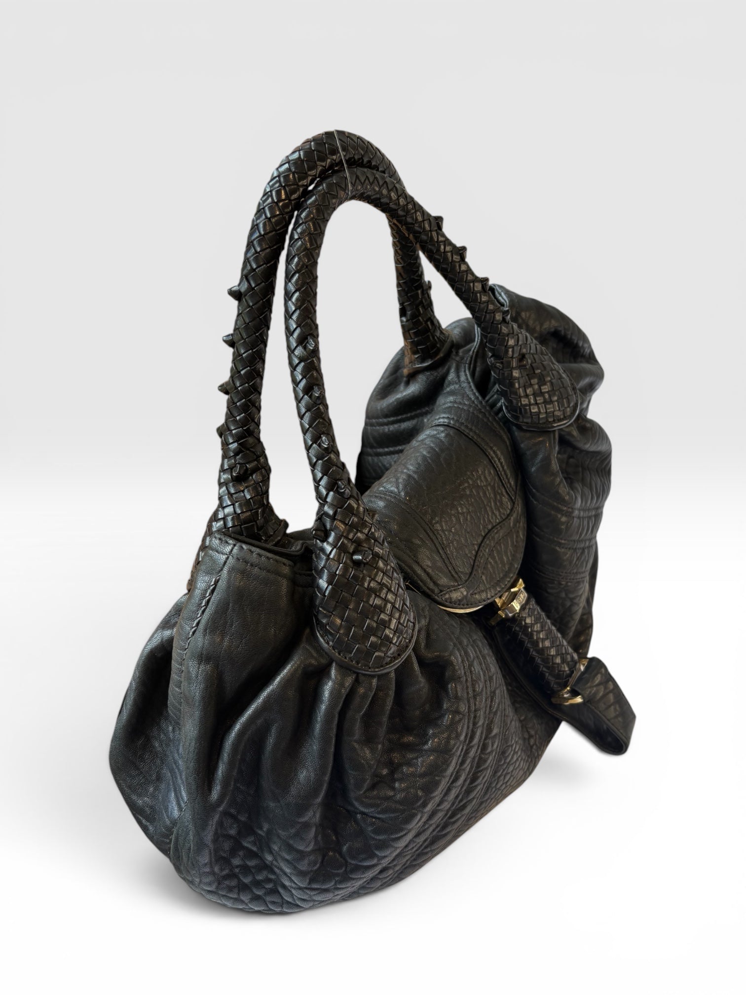 Fendi Spy Bag in Black Pebbled Nappa Leather
