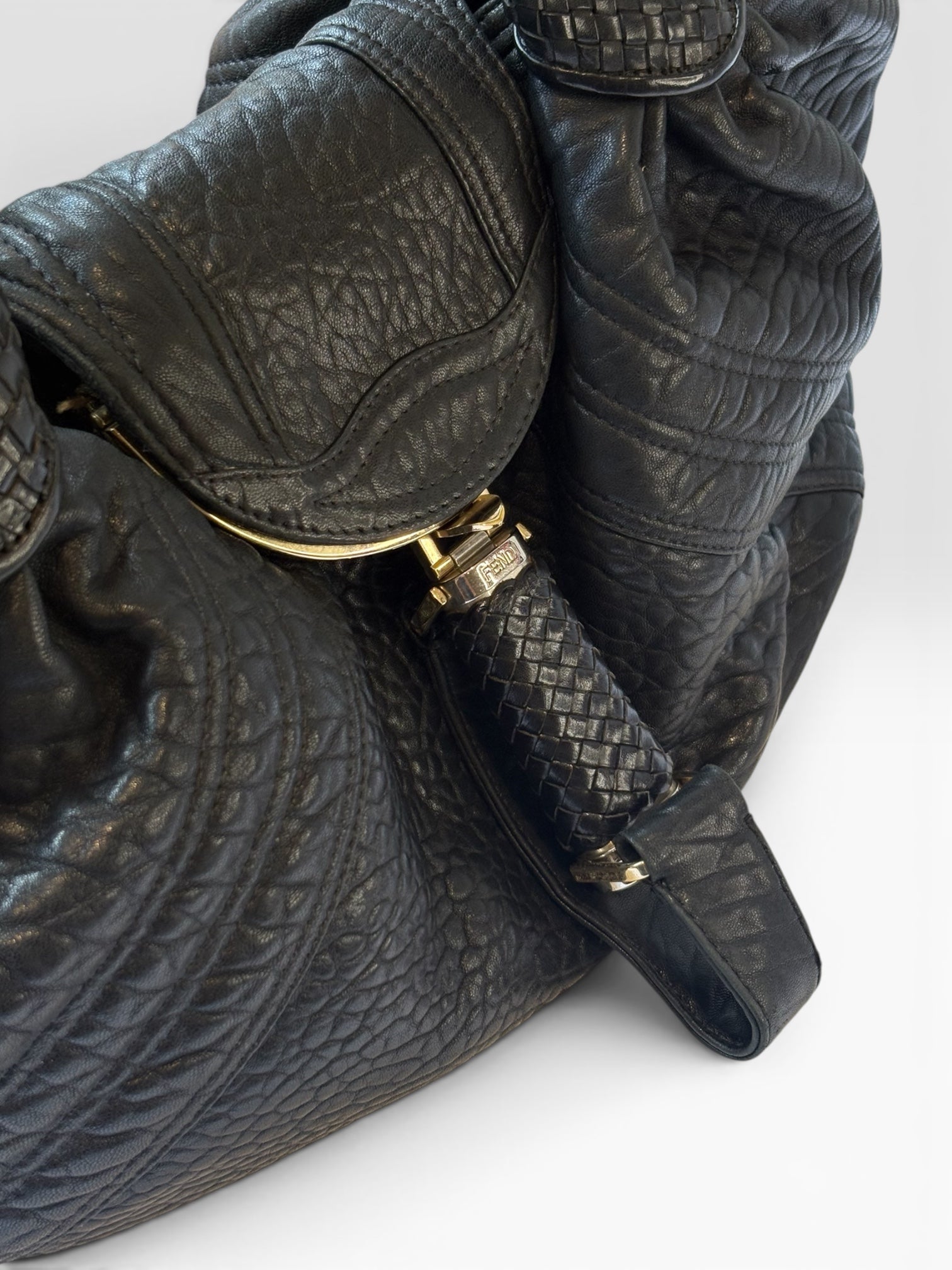 Fendi Spy Bag in Black Pebbled Nappa Leather