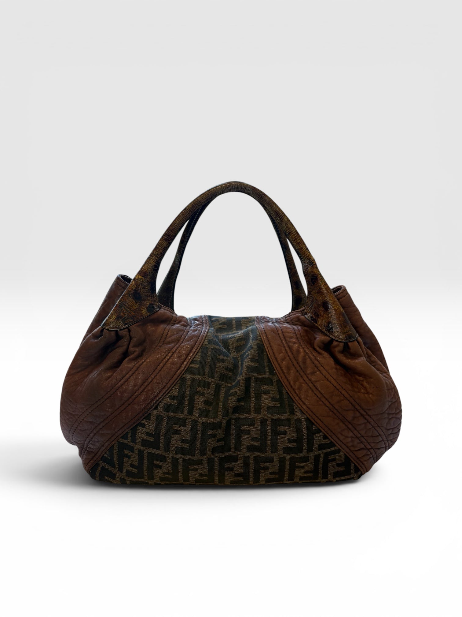 Fendi Spy Bag in Zucca Canvas and Tortuga Calf Leather