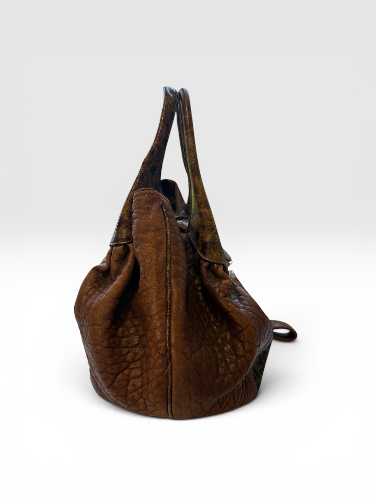 Fendi Spy Bag in Zucca Canvas and Tortuga Calf Leather