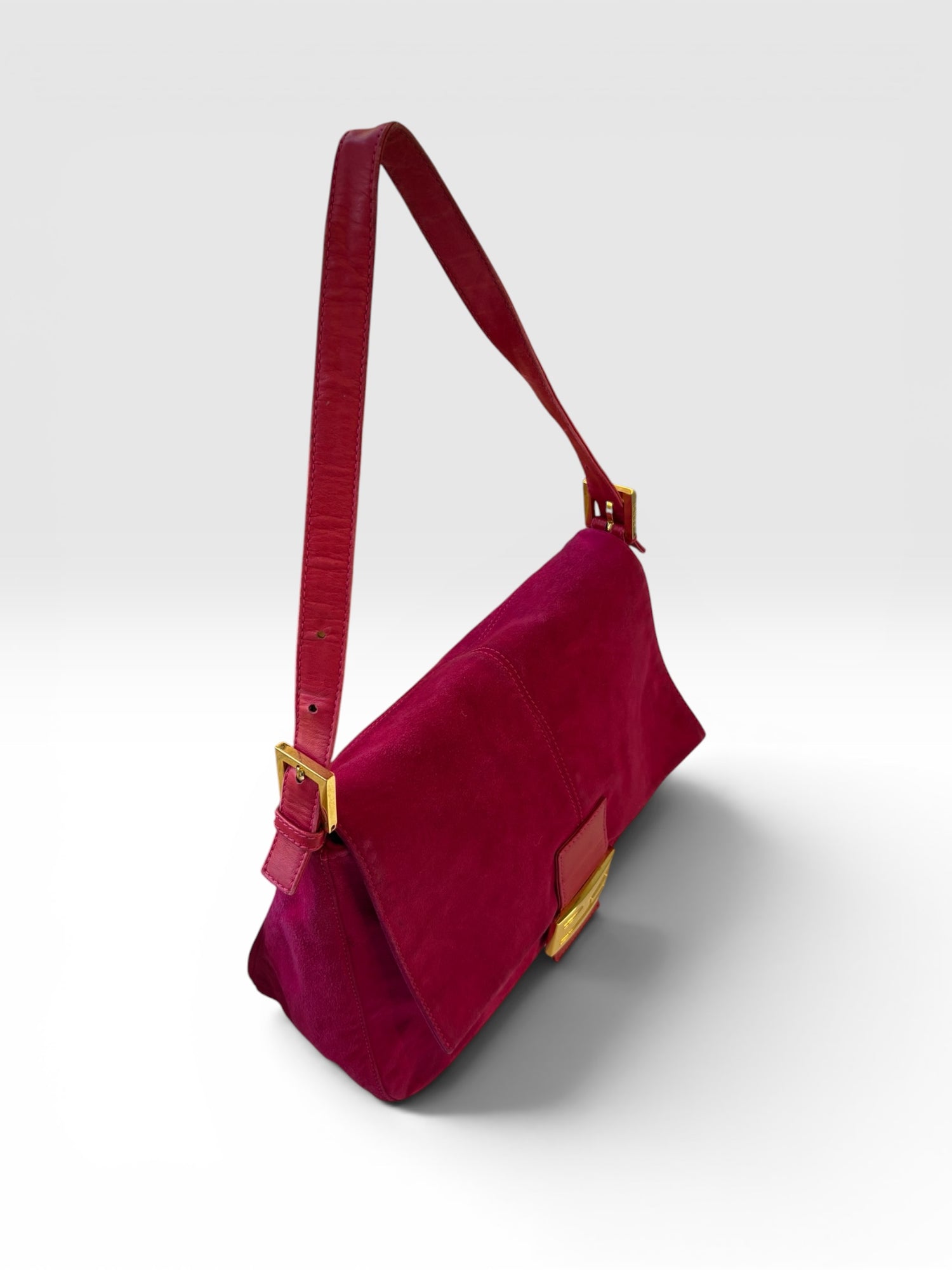 Fendi Mamma Baguette in Hot Pink Suede