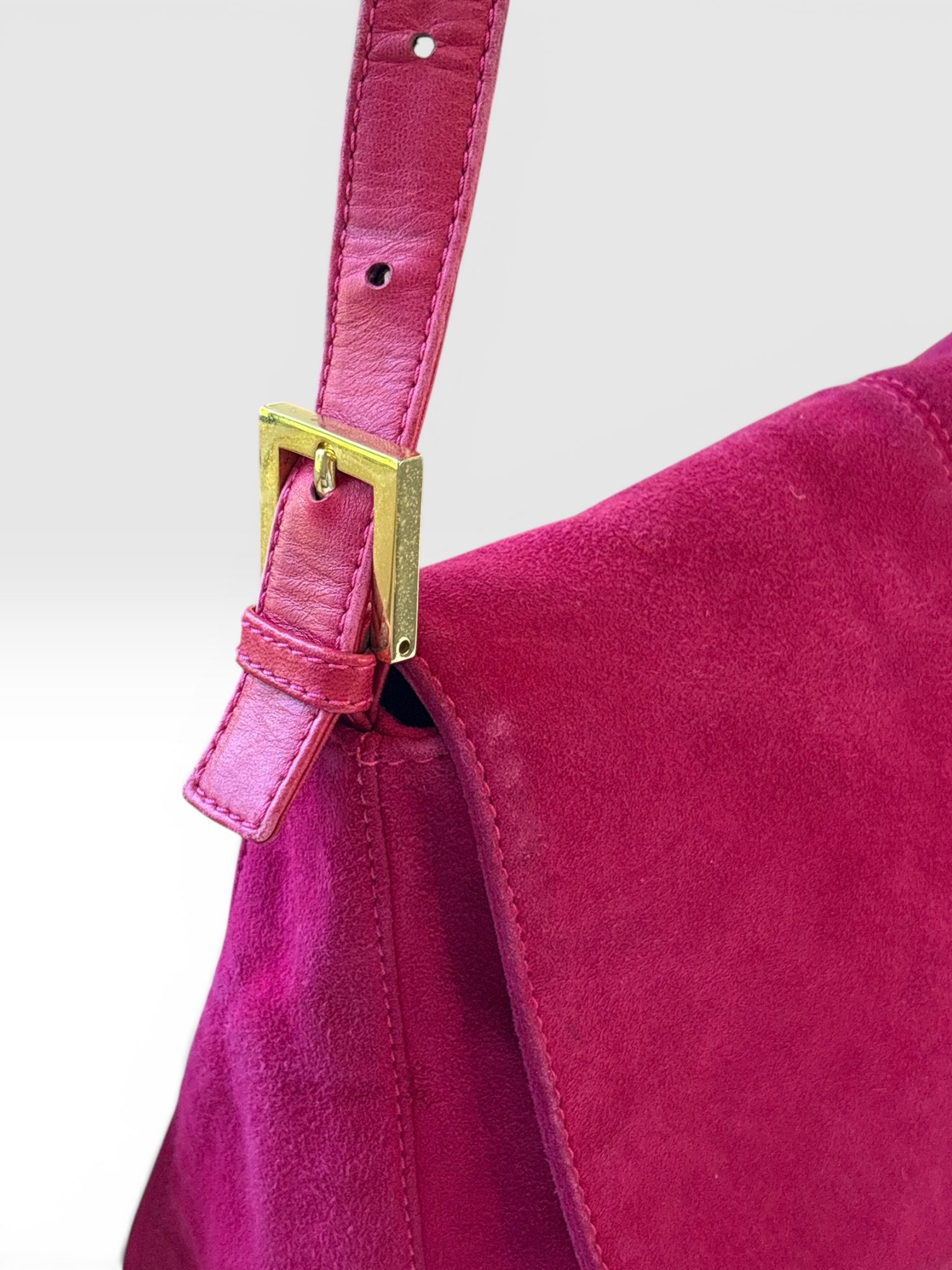 Fendi Mamma Baguette in Hot Pink Suede
