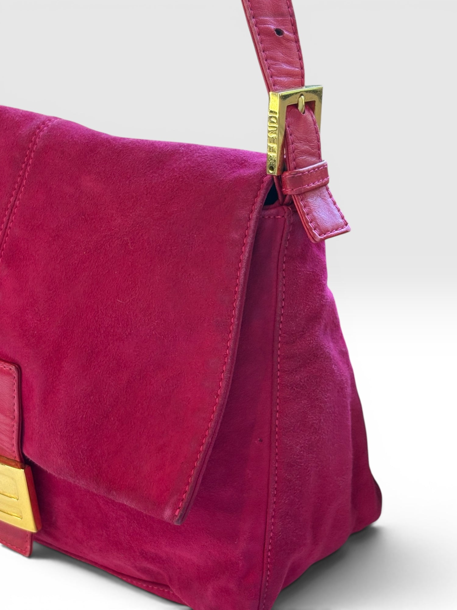 Fendi Mamma Baguette in Hot Pink Suede