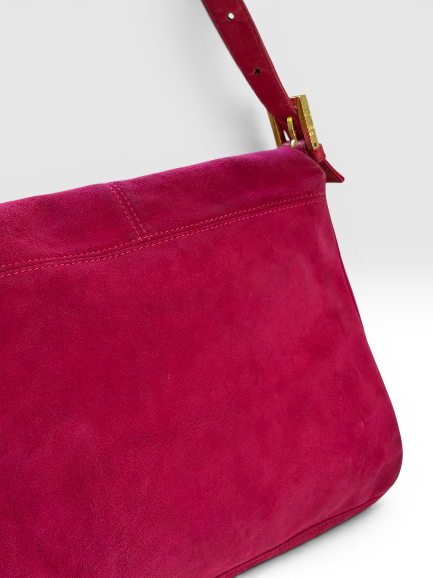 Fendi Mamma Baguette in Hot Pink Suede