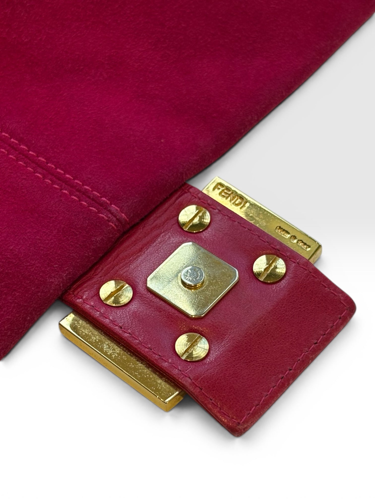 Fendi Mamma Baguette in Hot Pink Suede