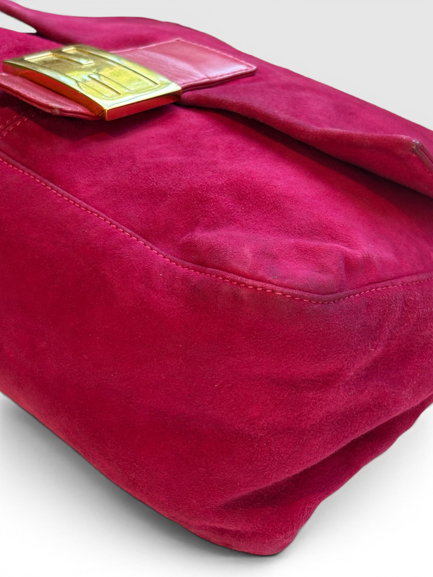 Fendi Mamma Baguette in Hot Pink Suede