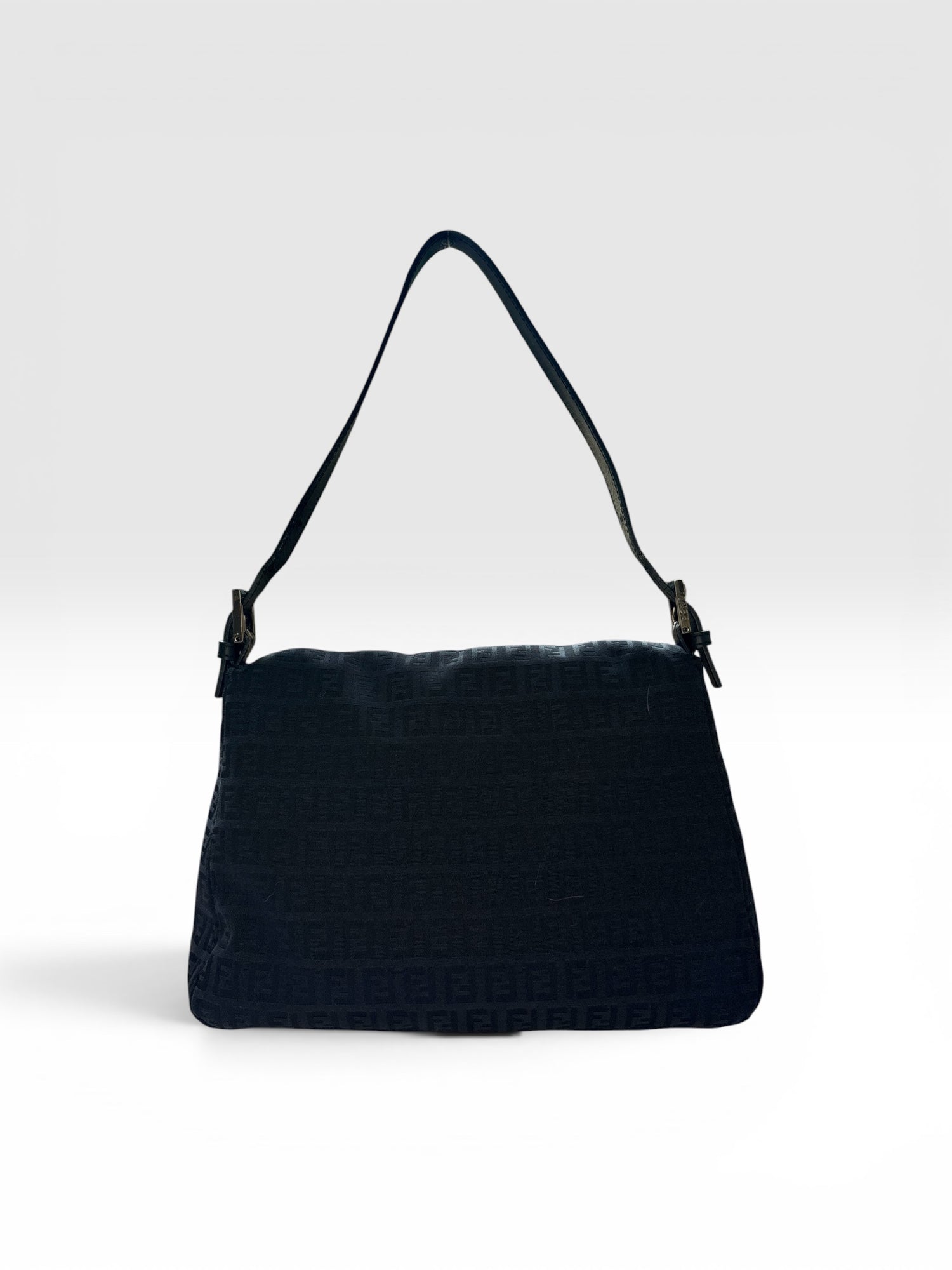 Fendi Mamma Baguette in Black Zucchino Canvas