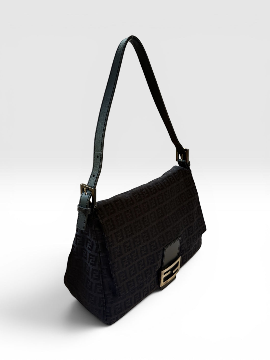 Fendi Mamma Baguette in Black Zucchino Canvas