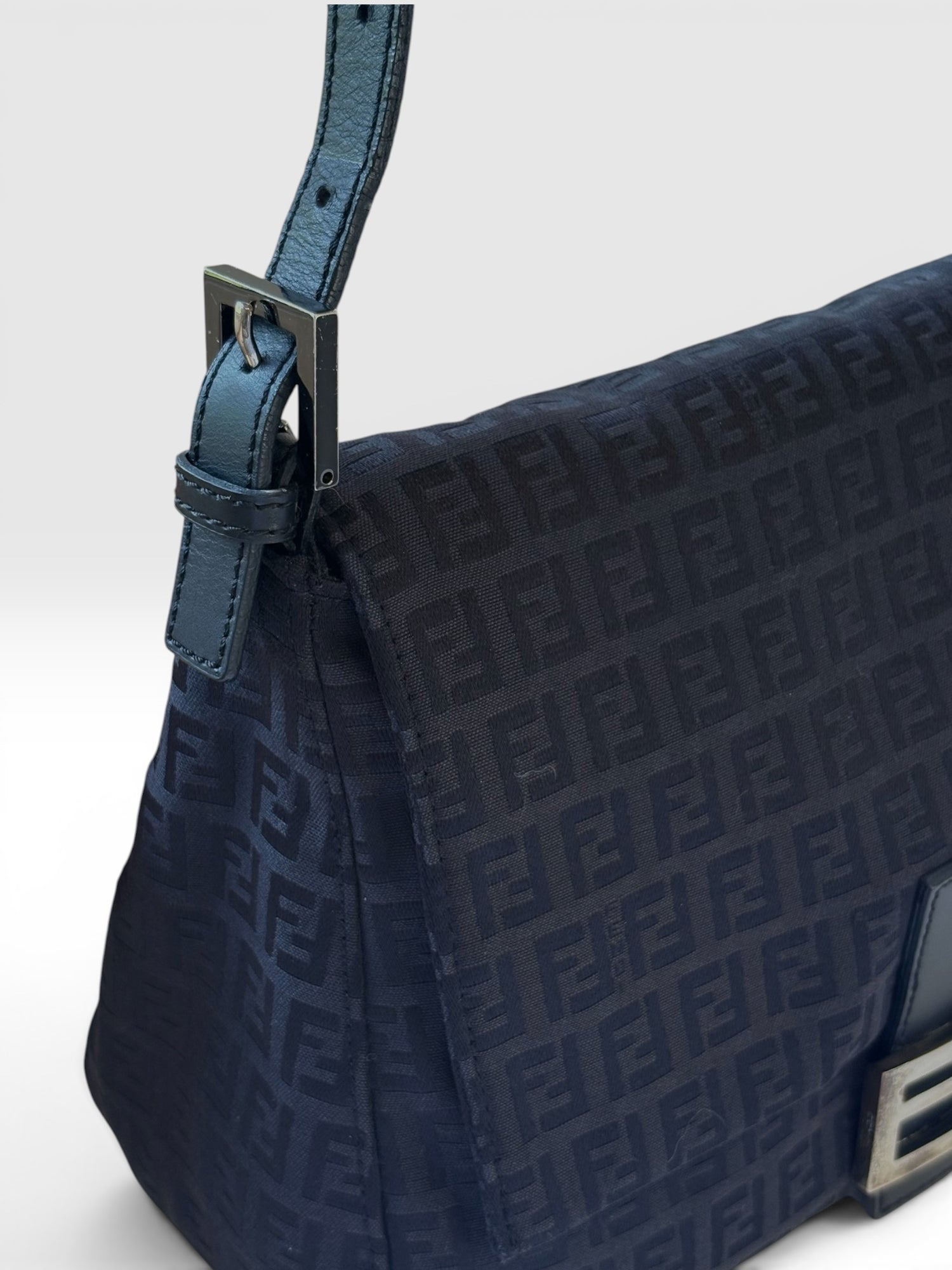 Fendi Mamma Baguette in Black Zucchino Canvas