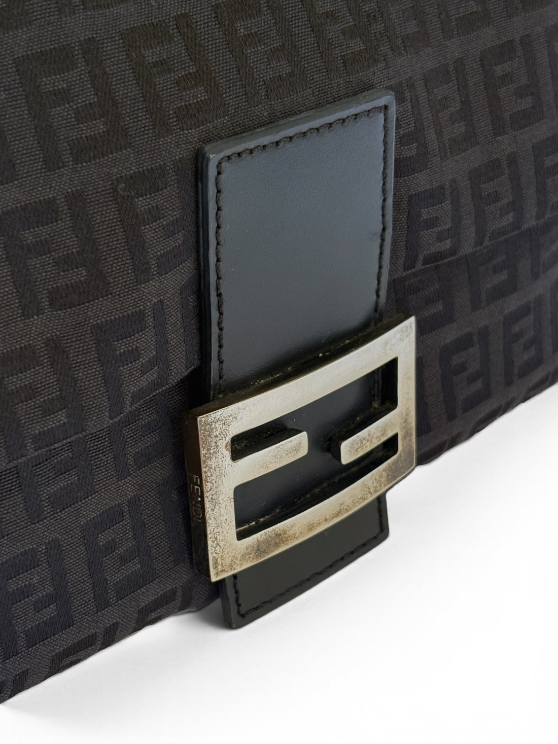 Fendi Mamma Baguette in Black Zucchino Canvas