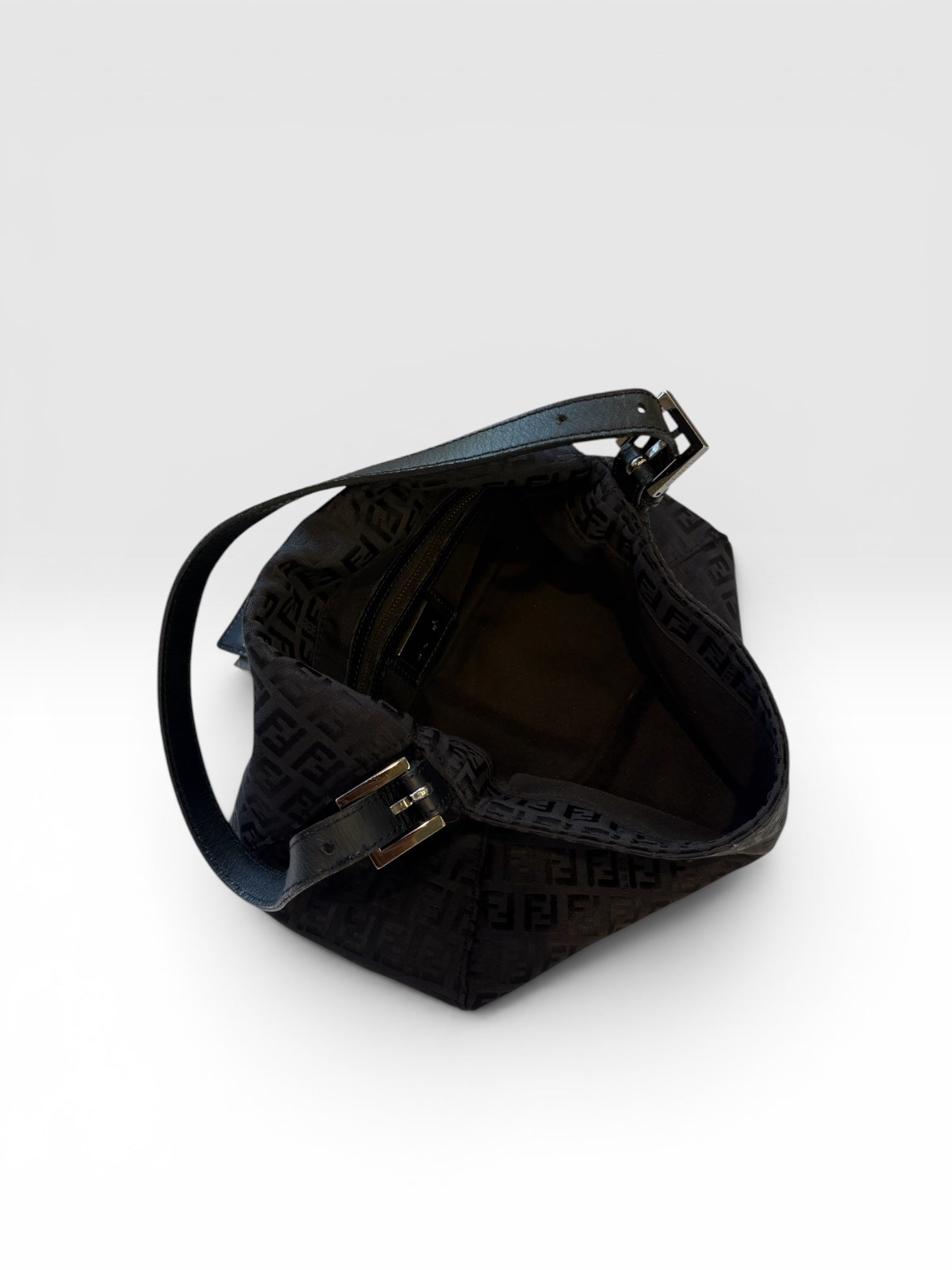 Fendi Mamma Baguette in Black Zucchino Canvas