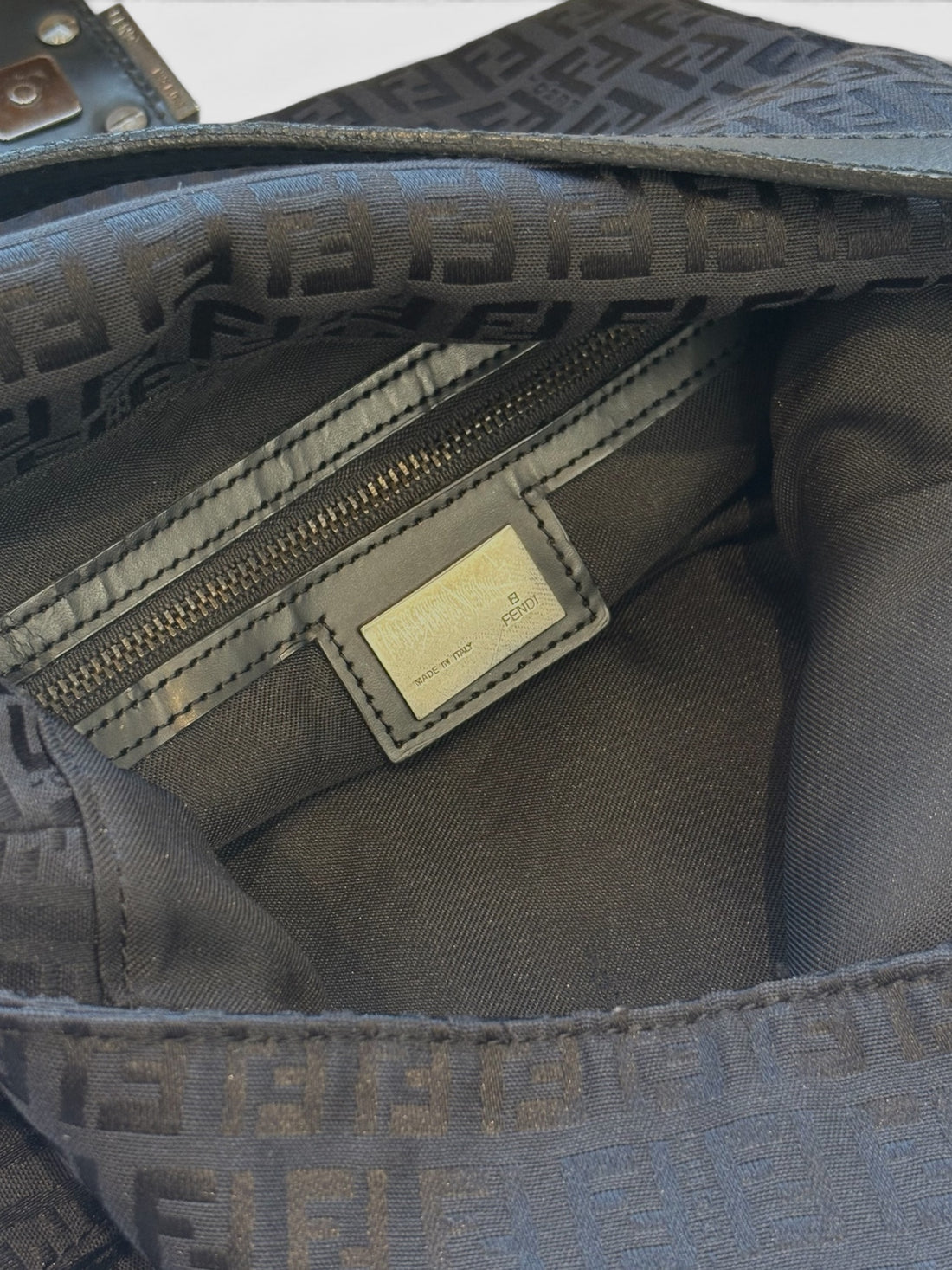 Fendi Mamma Baguette in Black Zucchino Canvas