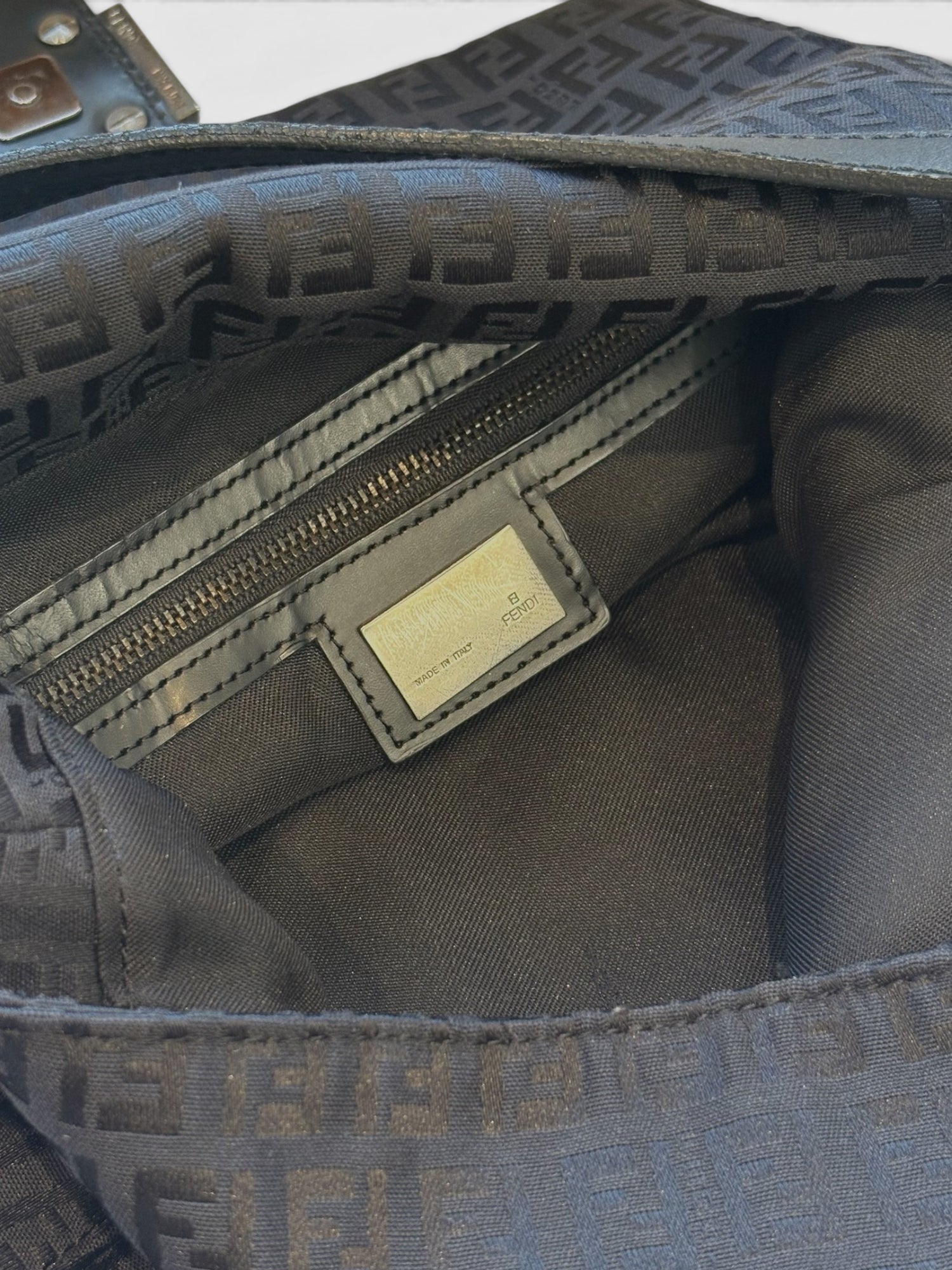 Fendi Mamma Baguette in Black Zucchino Canvas