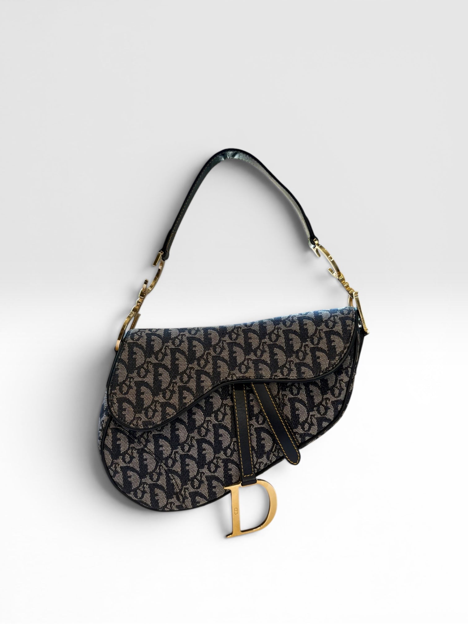 Christian Dior Saddle Bag in Navy Oblique Trotter Canvas