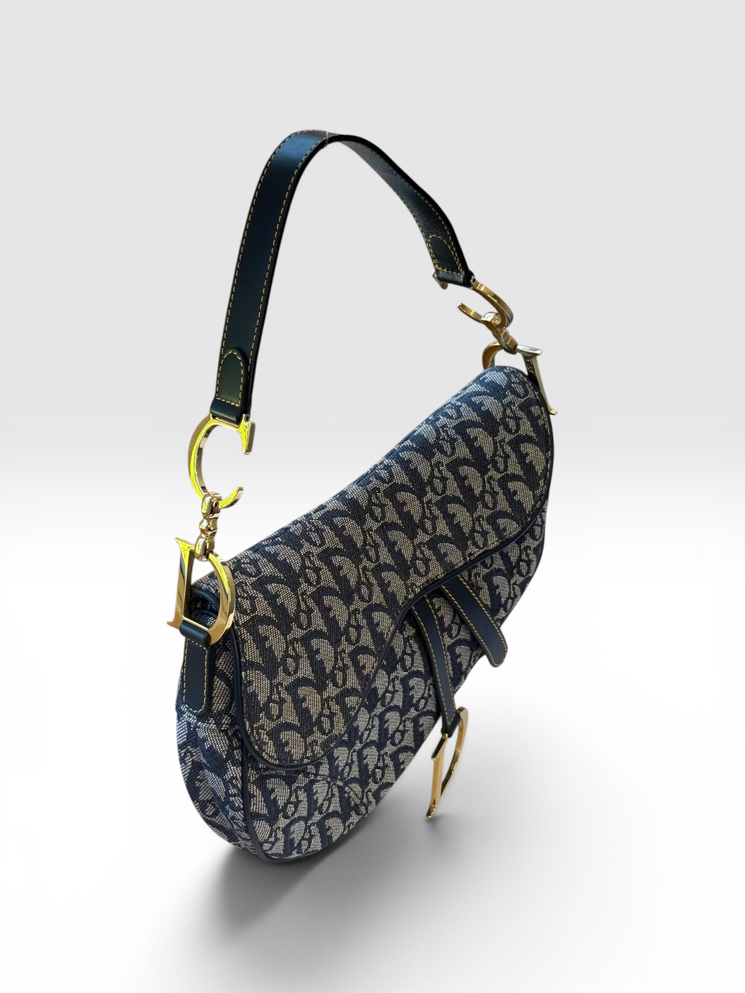 Christian Dior Saddle Bag in Navy Oblique Trotter Canvas