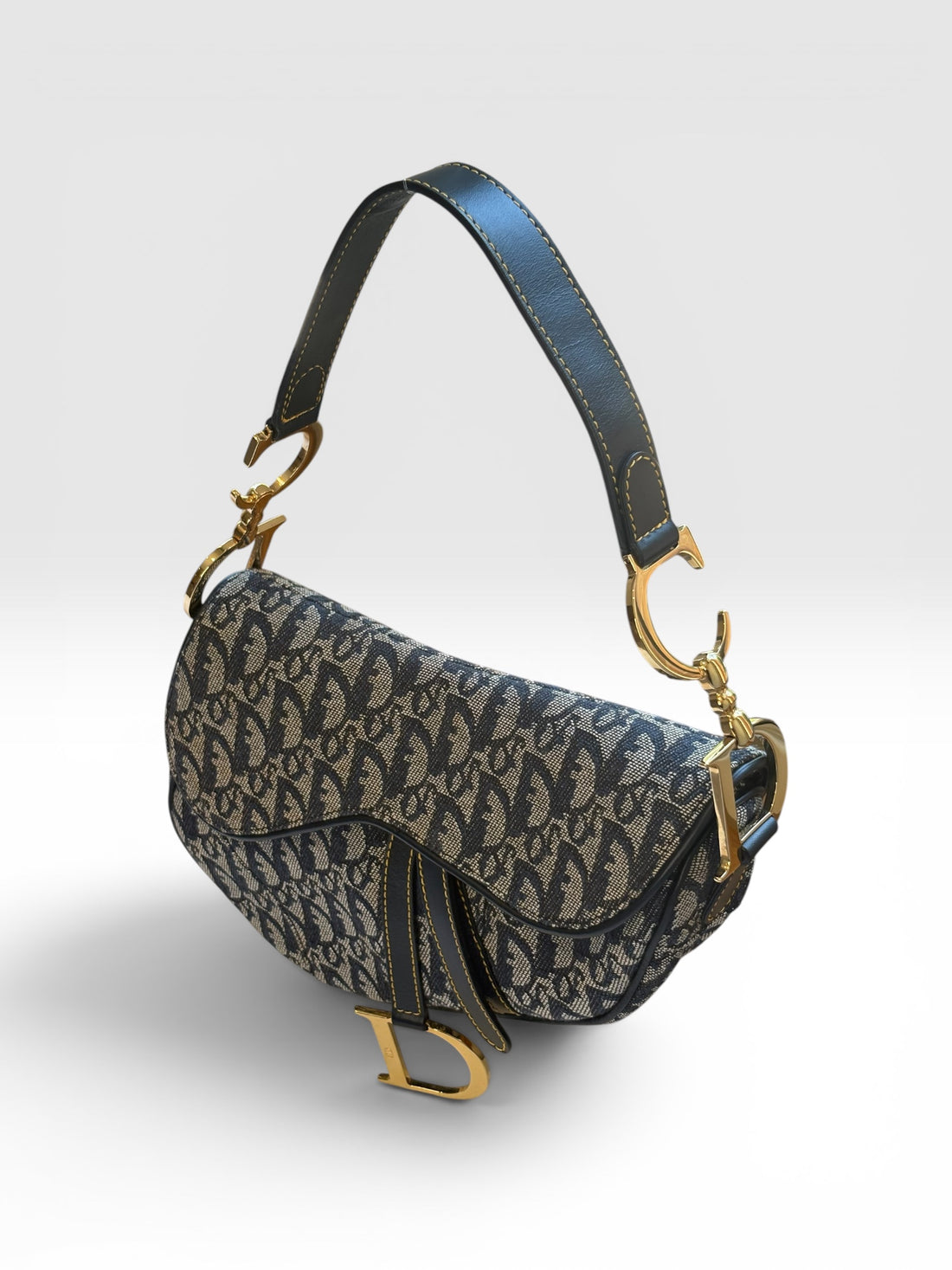Christian Dior Saddle Bag in Navy Oblique Trotter Canvas