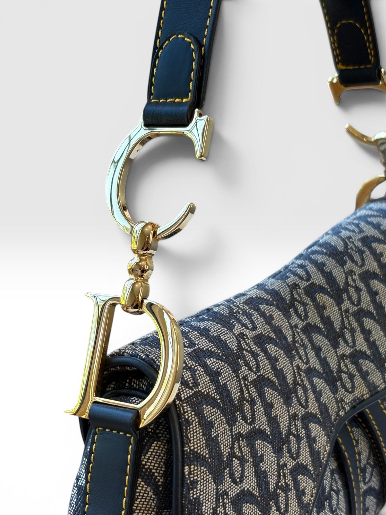 Christian Dior Saddle Bag in Navy Oblique Trotter Canvas