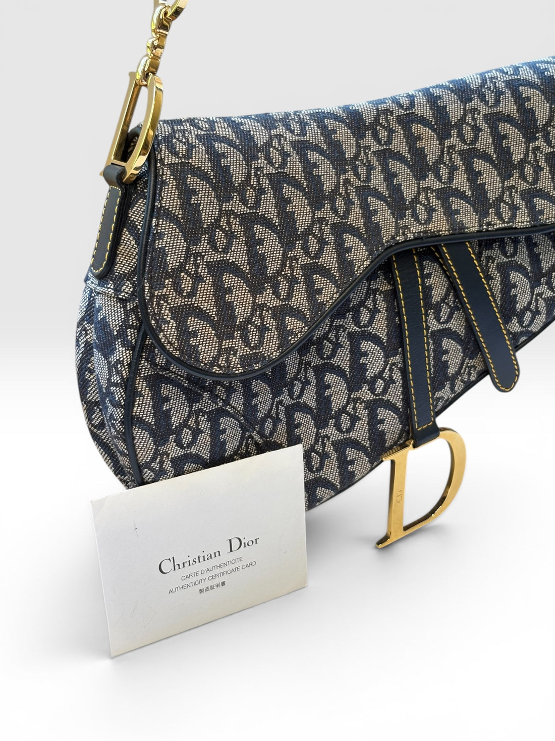 Christian Dior Saddle Bag in Navy Oblique Trotter Canvas