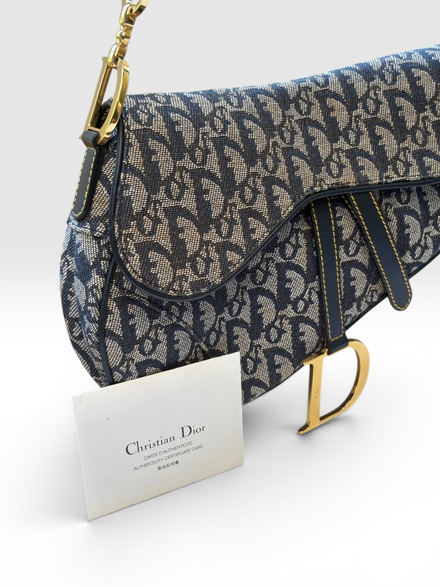 Christian Dior Saddle Bag in Navy Oblique Trotter Canvas
