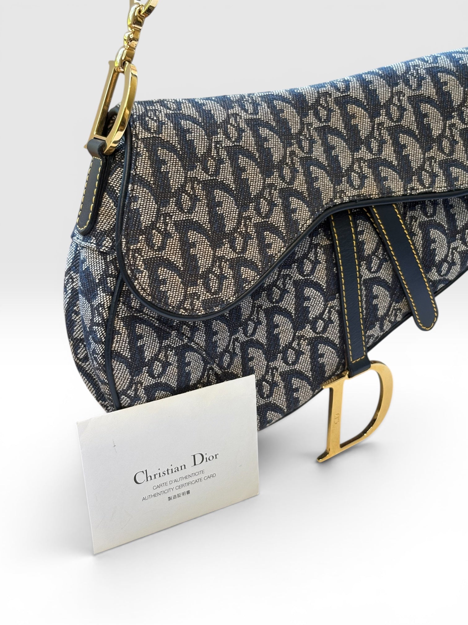 Christian Dior Saddle Bag in Navy Oblique Trotter Canvas