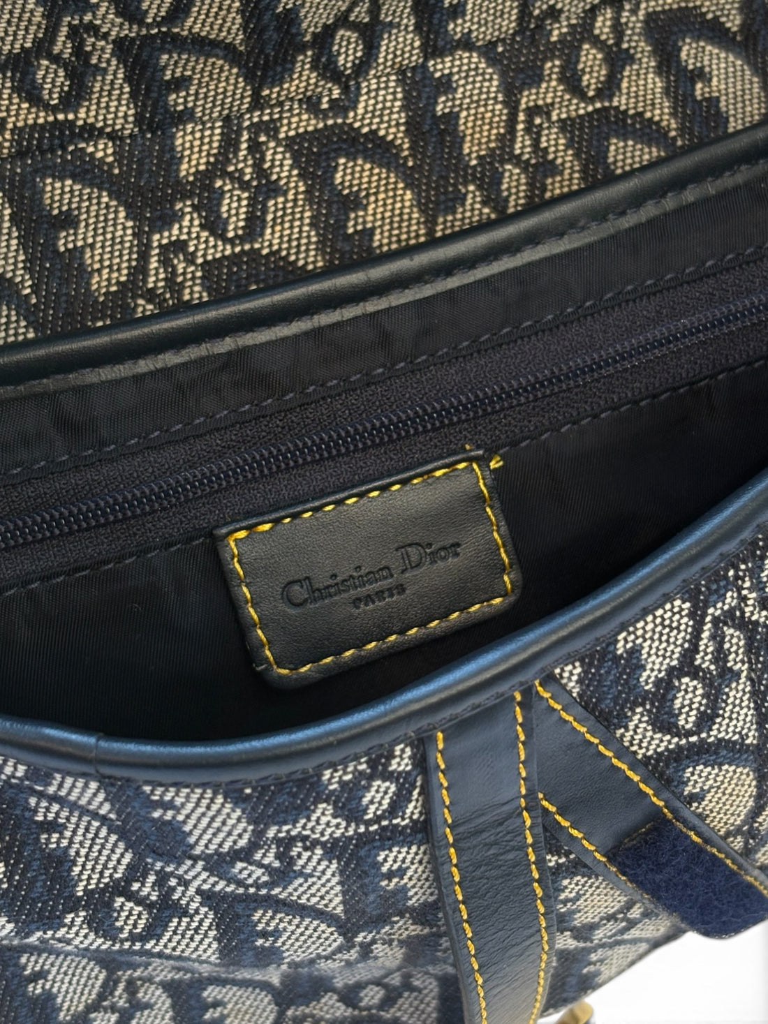 Christian Dior Saddle Bag in Navy Oblique Trotter Canvas