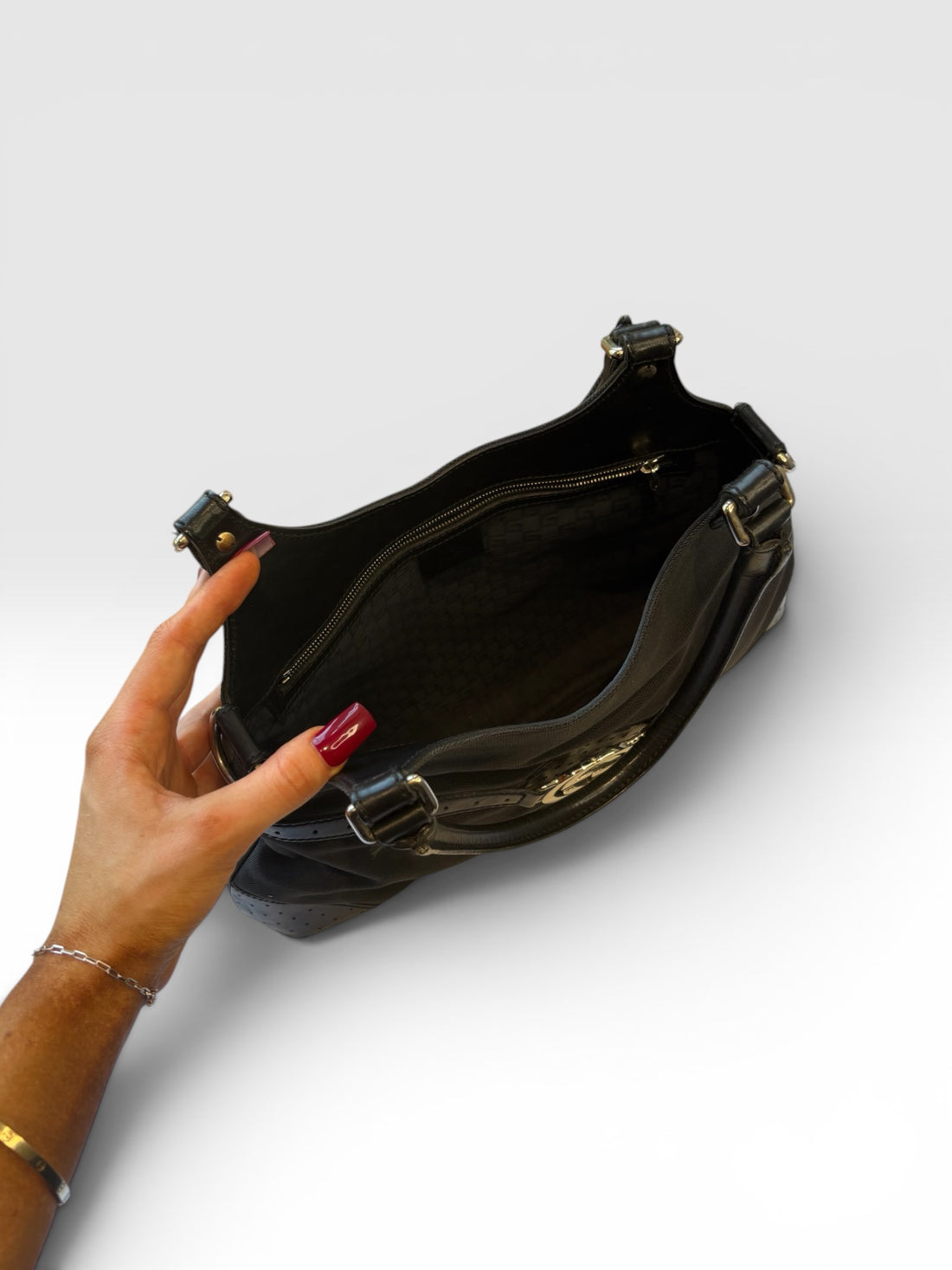 Gucci Reins Hobo in Black Canvas